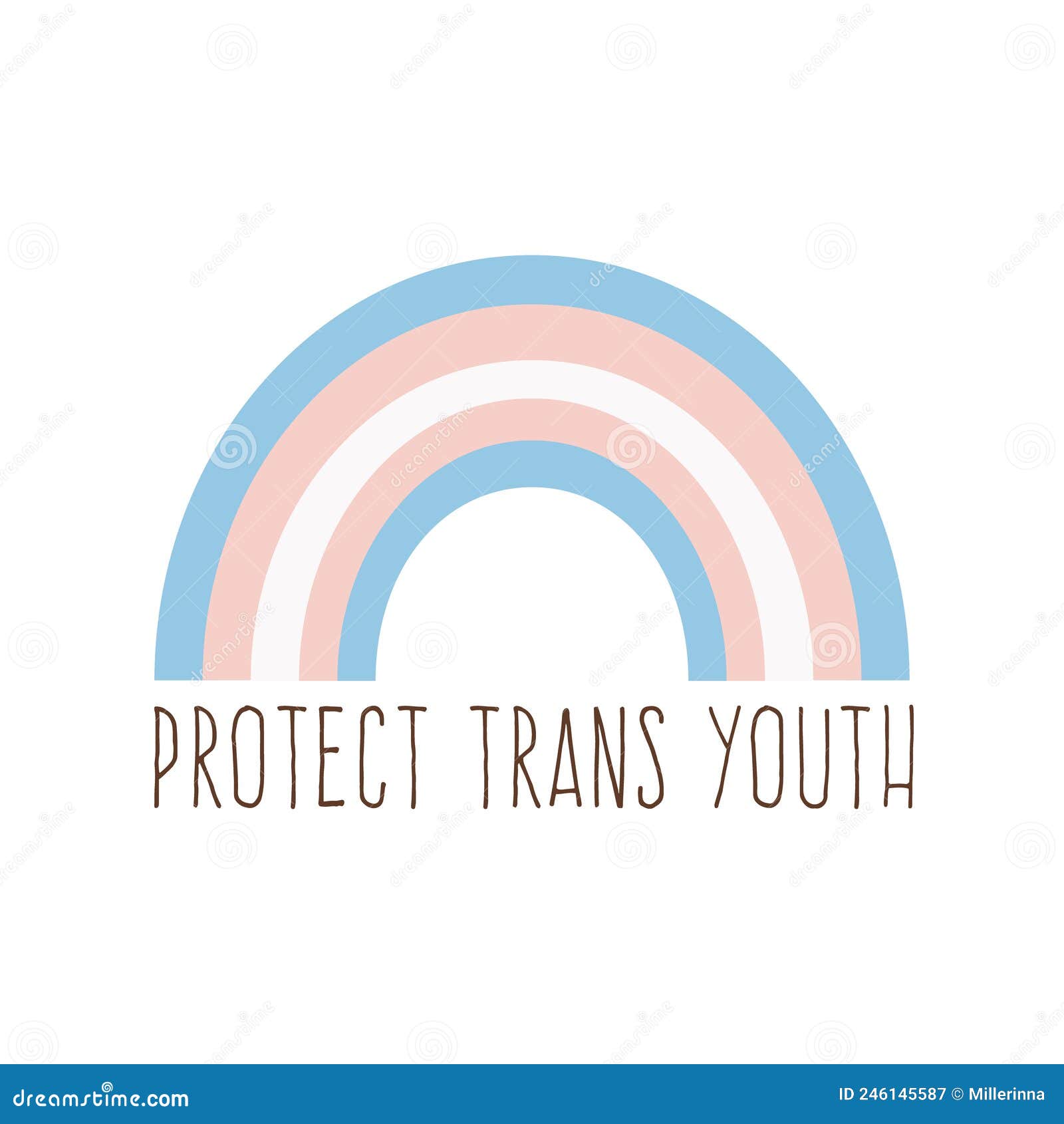 square banner with rainbow in transgender flag colors. card with protect trans youth slogan. lgbtq pride month. 