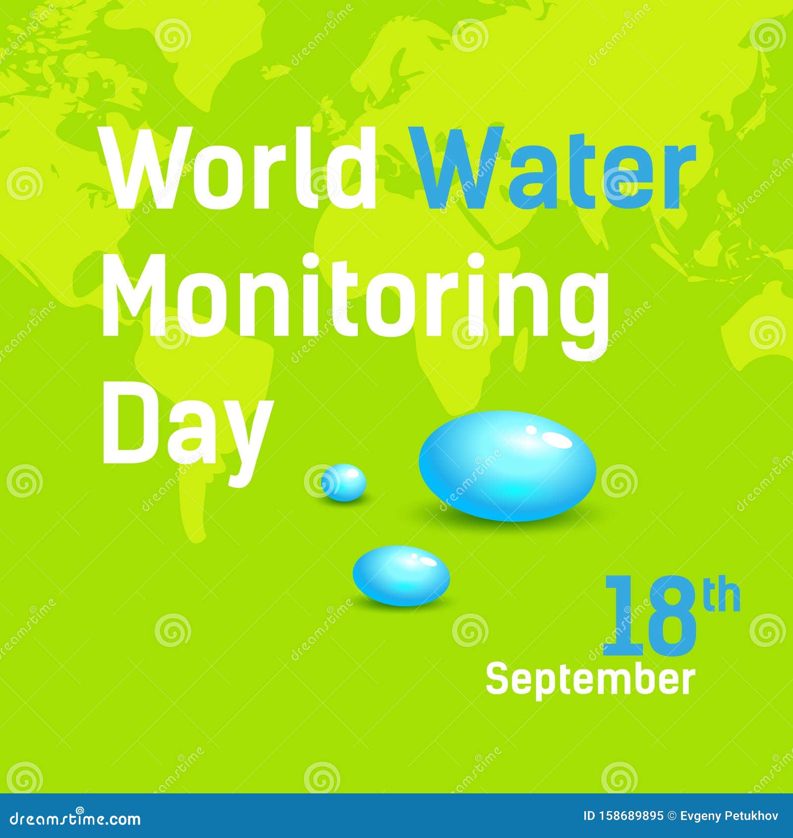 Square Banner World Water Monitoring Day. Poster, Postcard Stock Vector