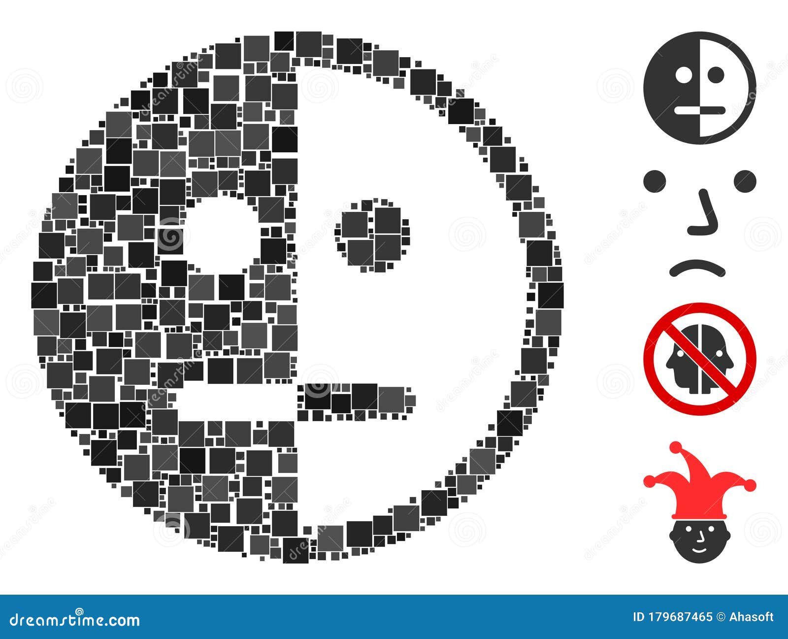 square bipolarity face icon  mosaic