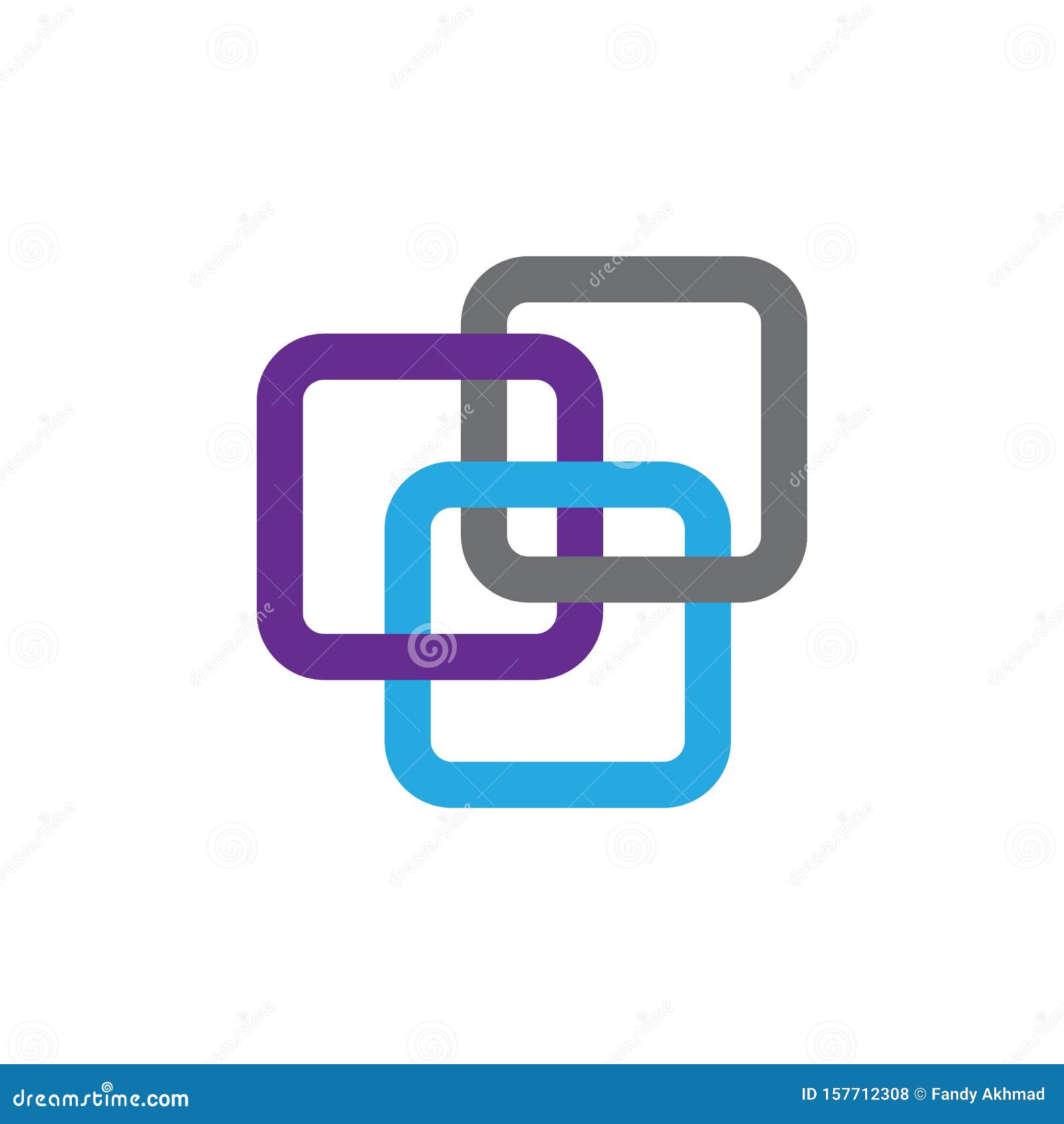 square block chain link logo template technology  