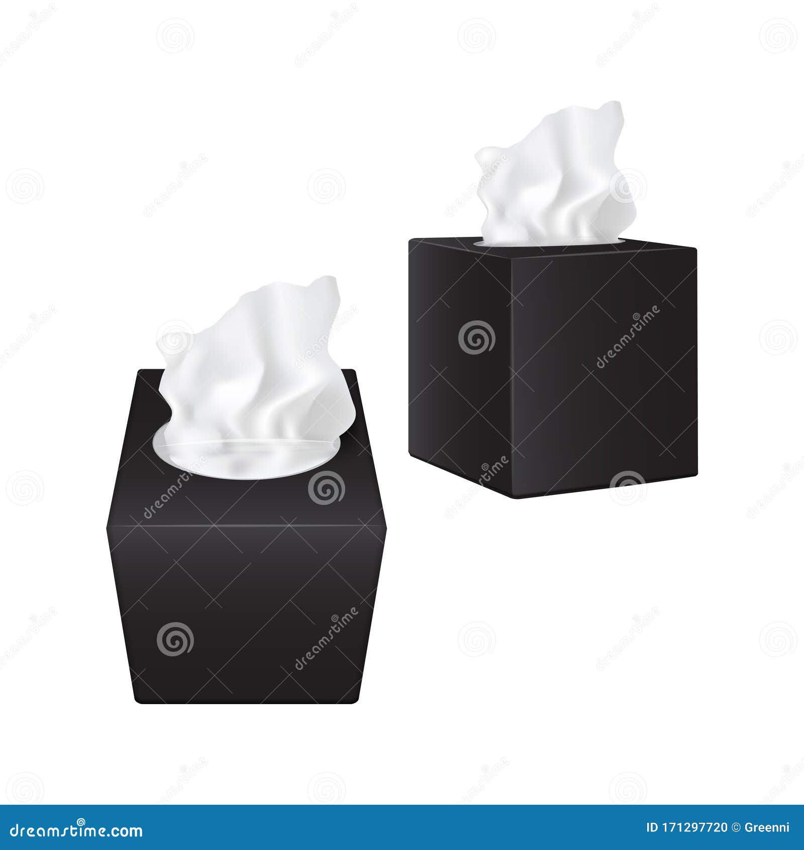 Download Square Box With Paper Napkins. Black Realistic Vector Mockup Packaging Stock Illustration ...
