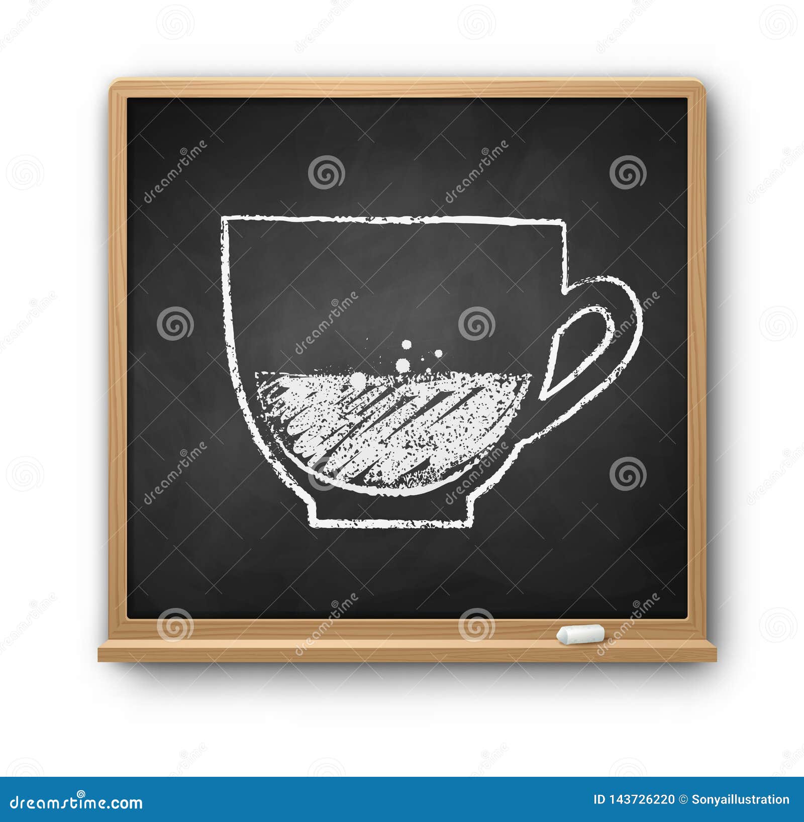 Square Chalkboard with Chalked Coffee Cup Stock Vector Illustration