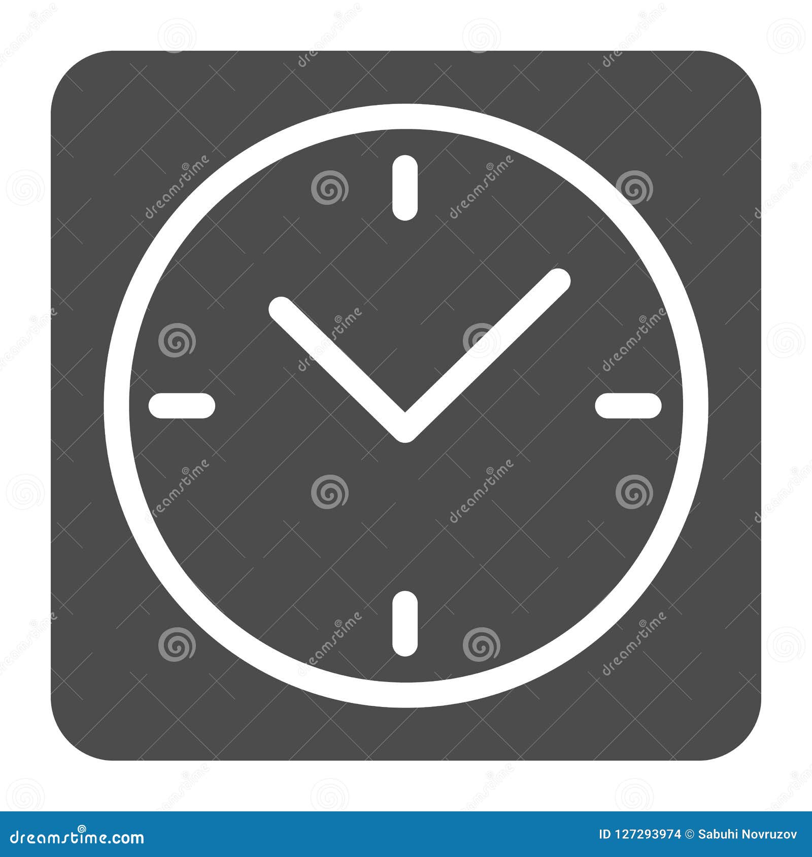 Square Clock Solid Icon Desk Watch Vector Illustration Isolated