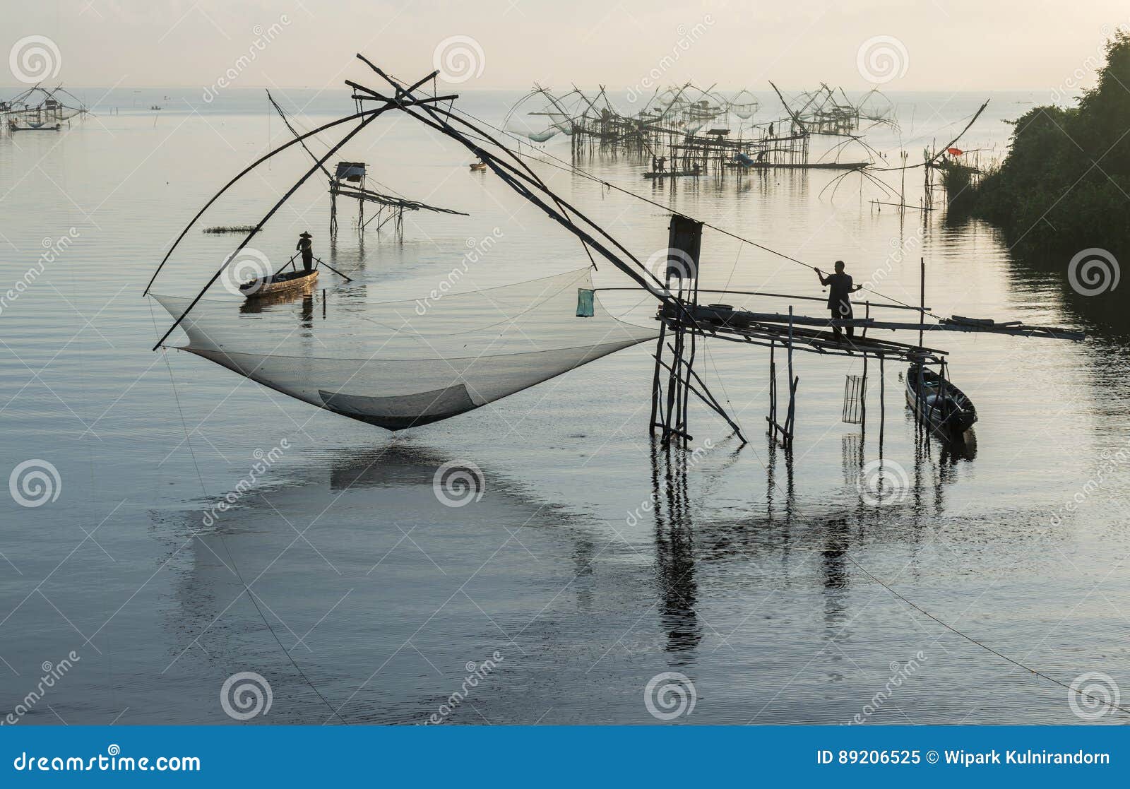 Square Dip Net Fishing Gear at Pakpra Village. Editorial Image