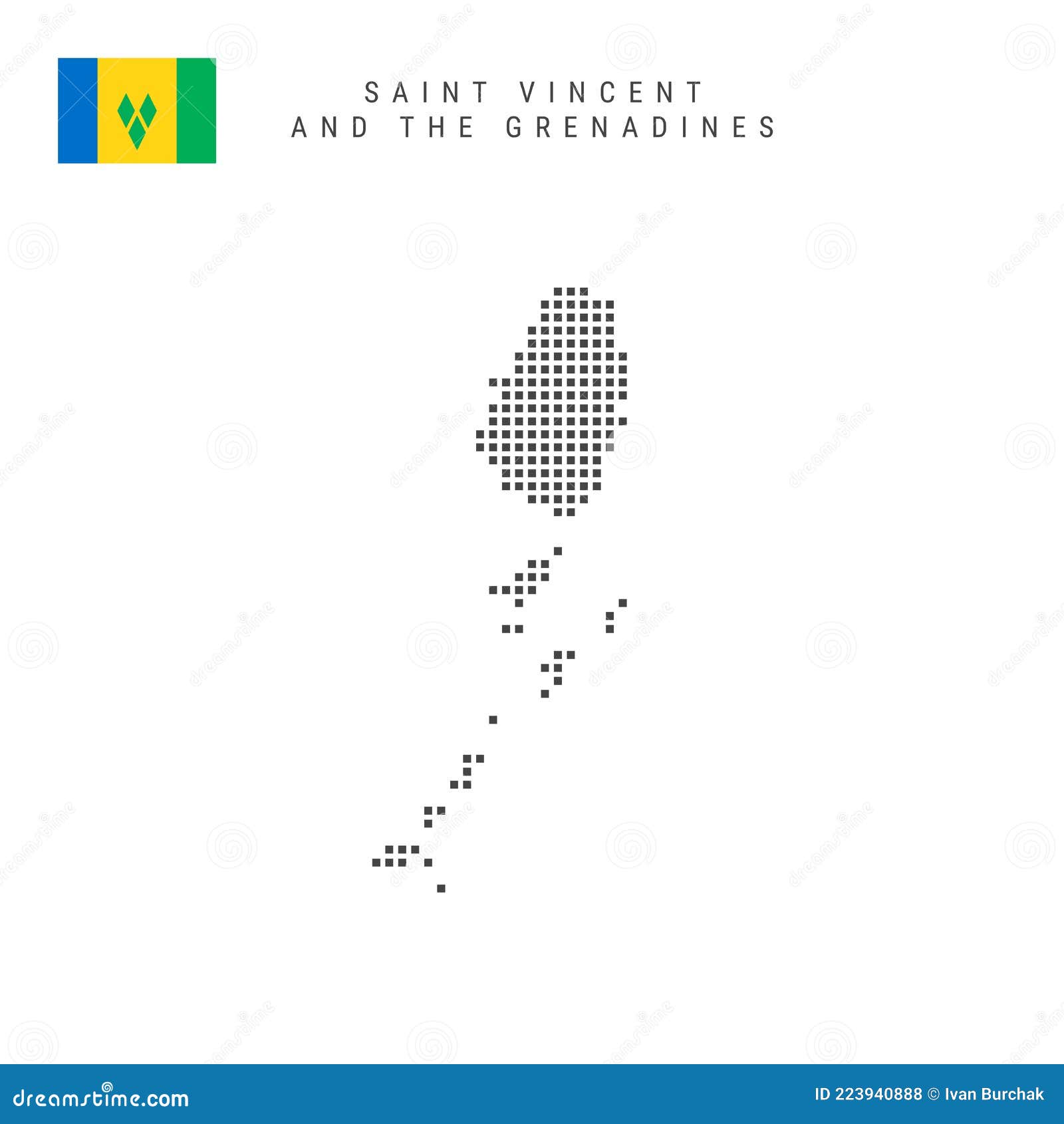 Square Dots Pattern Map of Saint Vincent and the Grenadines. Vincentian