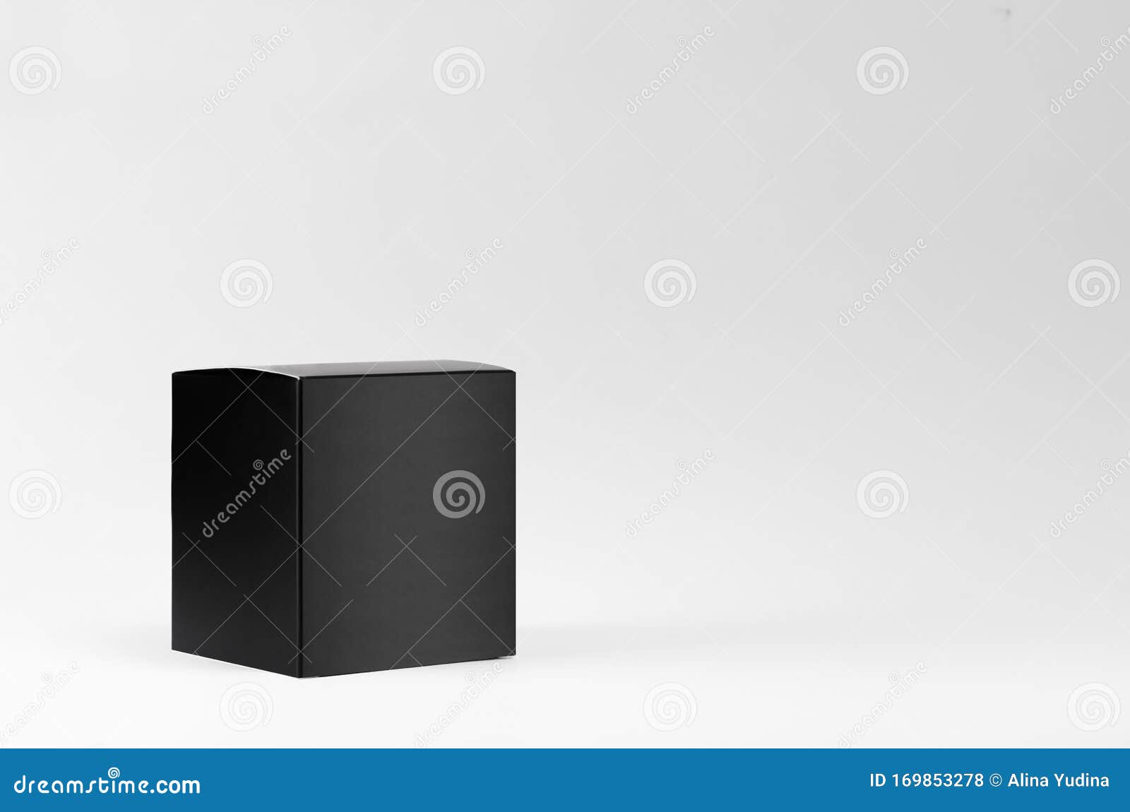 Square Elegant Black Blank Paper Box Side View On White ...