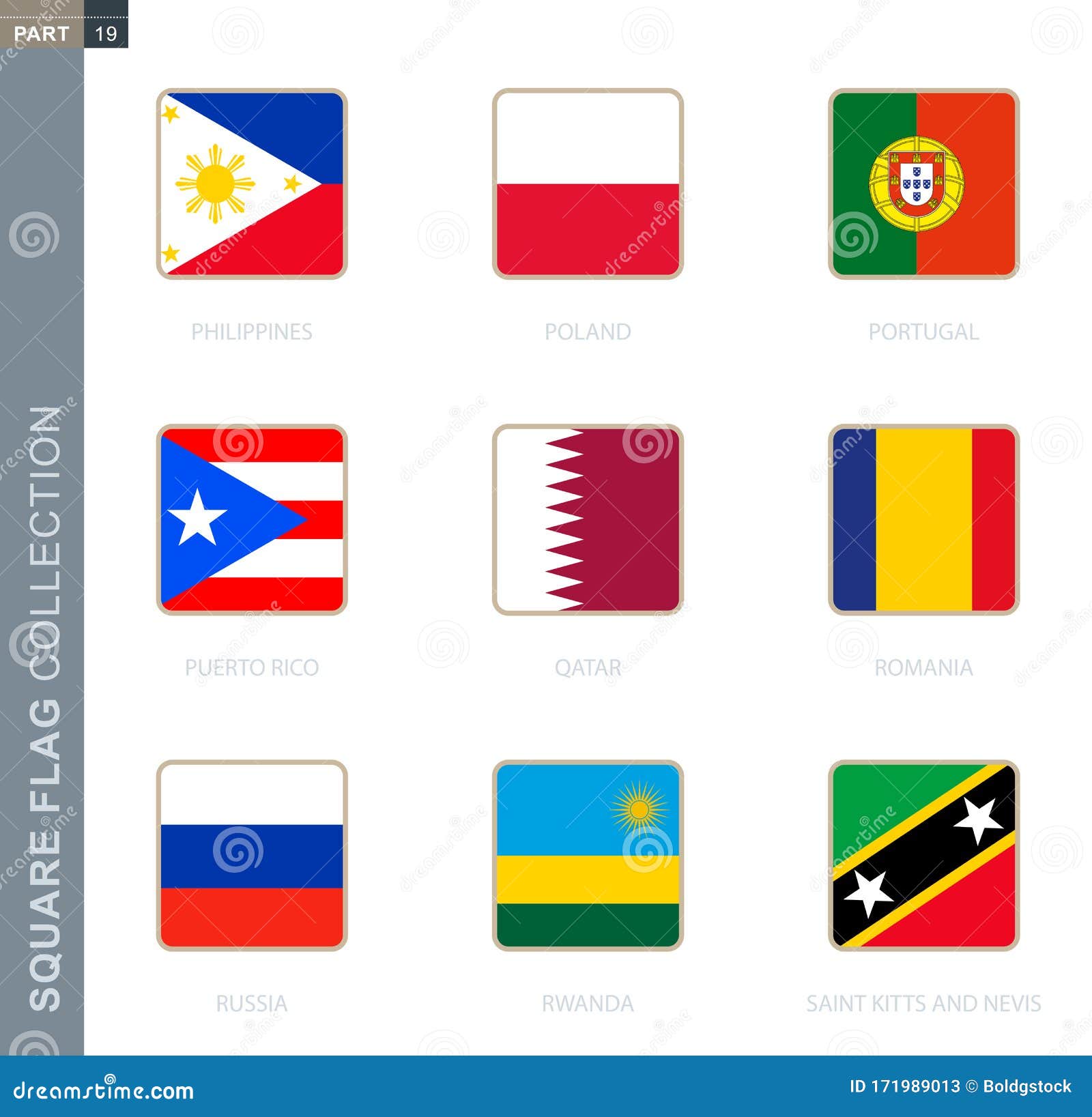 Square Flags Collection Of The World Stock Vector Illustration Of