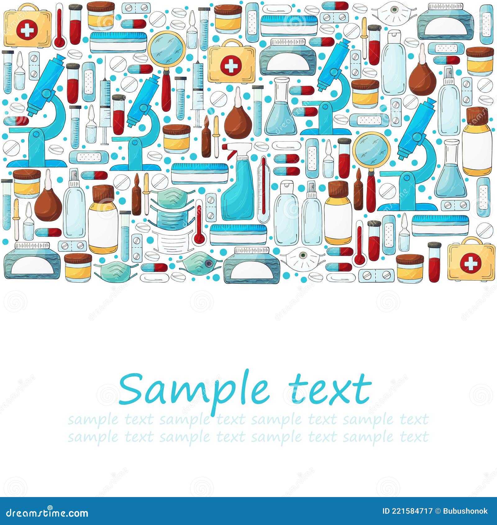 Square Flyer, Banner. Laboratory Assistant Doctor Tools Set in Hand