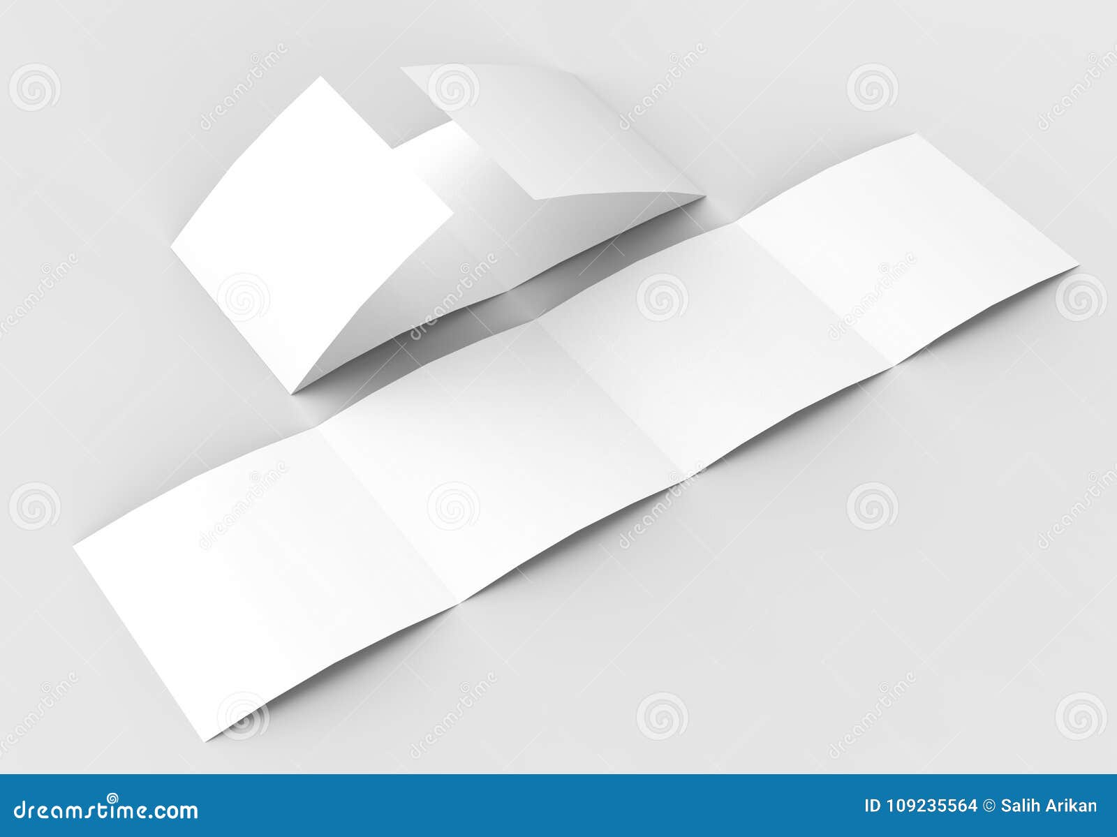 square four folded 4 fold brochure mock up on soft stock four fold brochure
