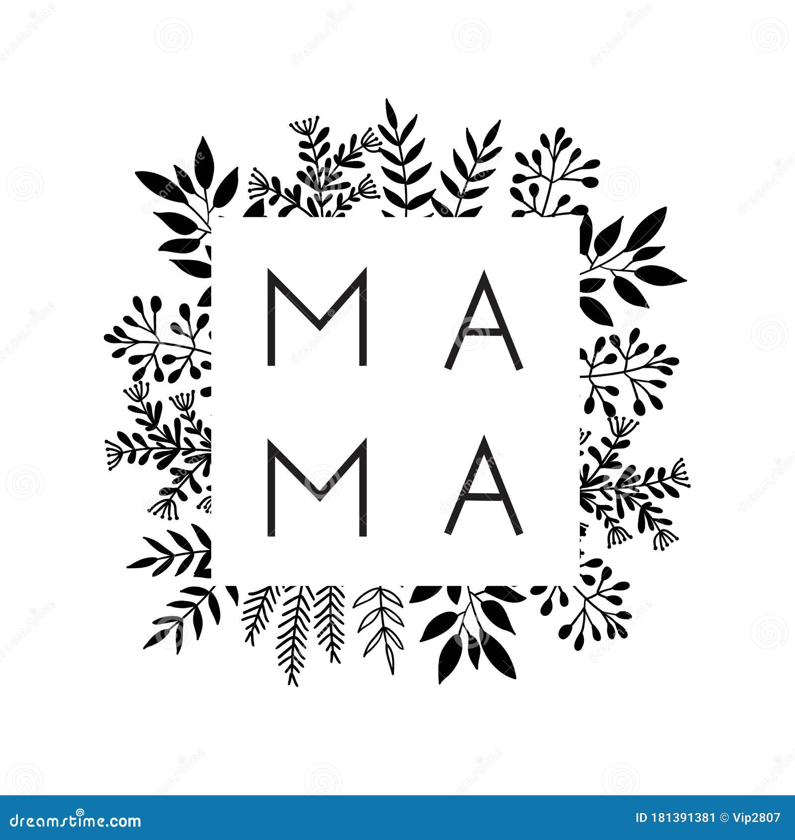 square frame of flowers with the word mama. lettering composition for mothers day for merch t-shirts, prints, cups.
