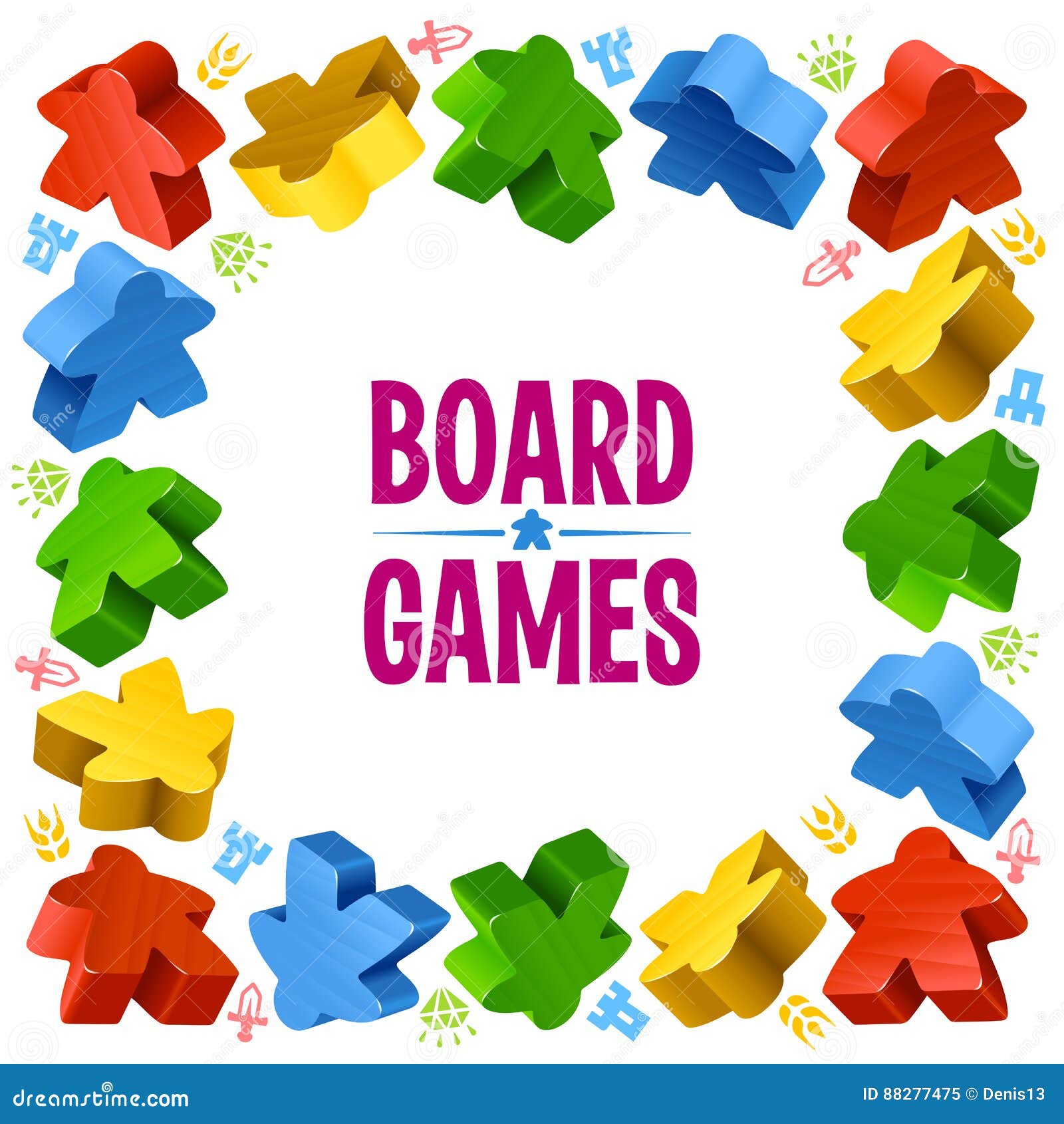 Doodle Meeple Board Game Figurines Stock Vector (Royalty Free