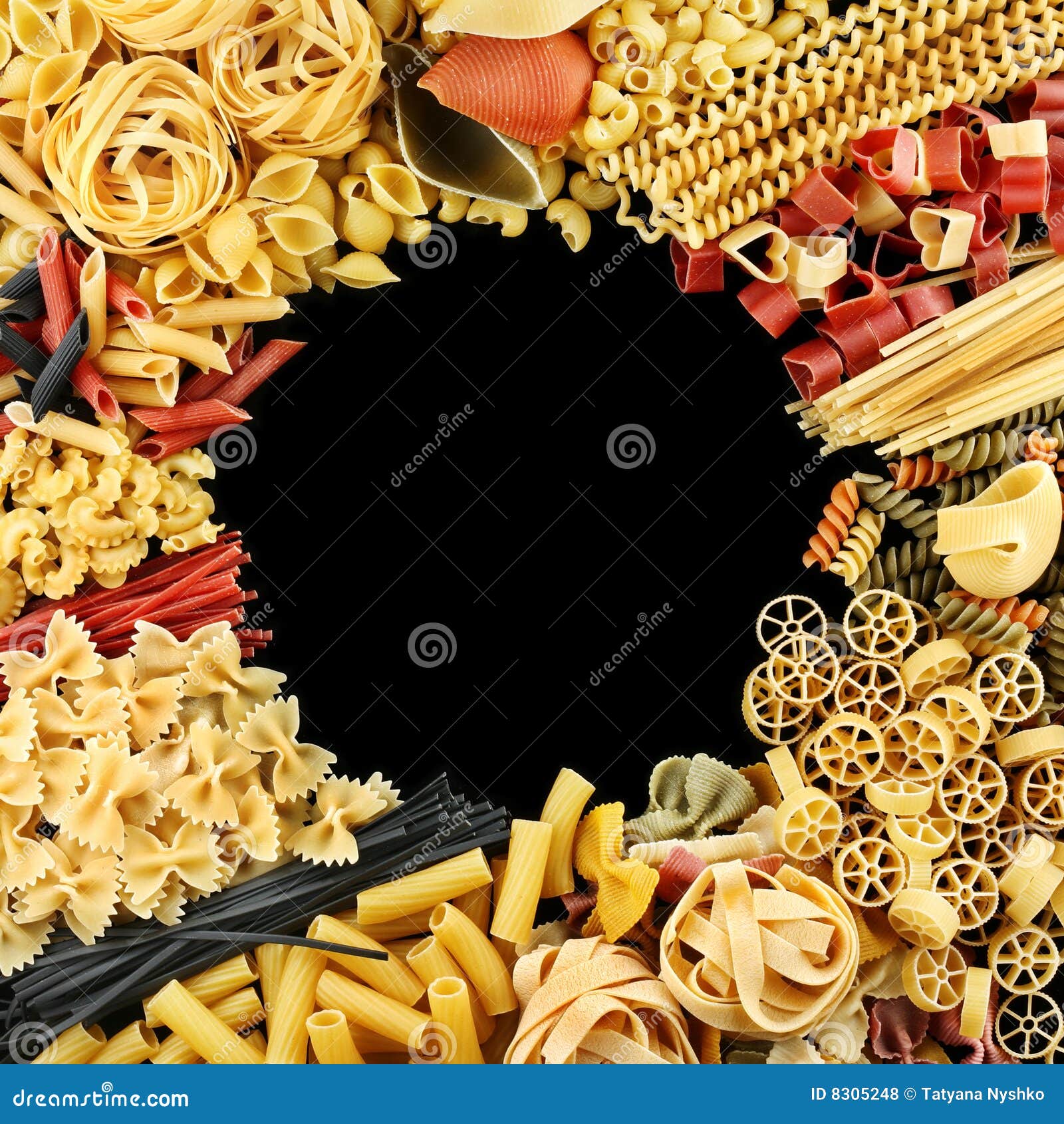 Square frame pasta mix stock photo. Image of detail, frame 8305248