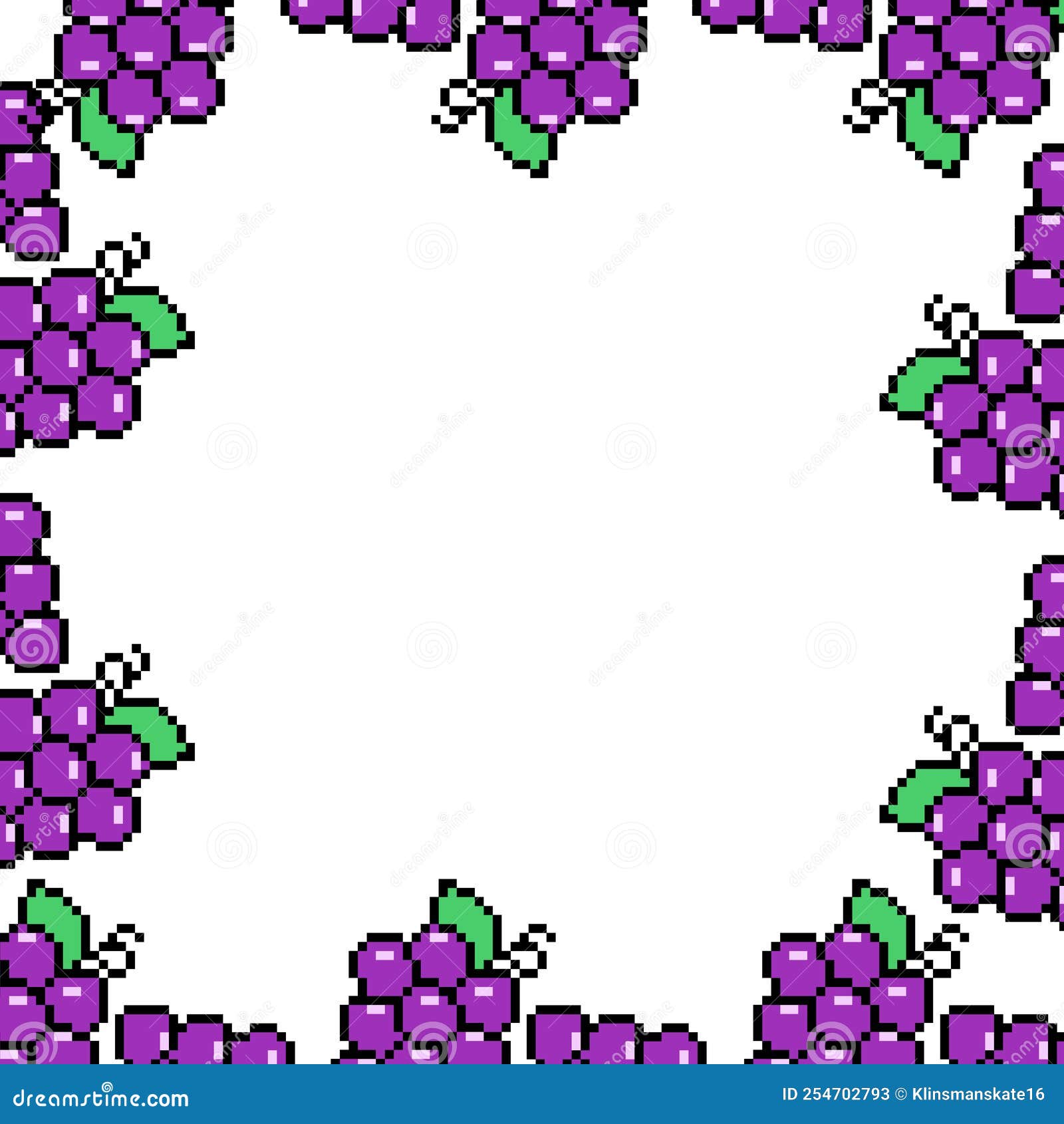 Square Grape Pixel Art Frame Design Stock Vector Illustration of