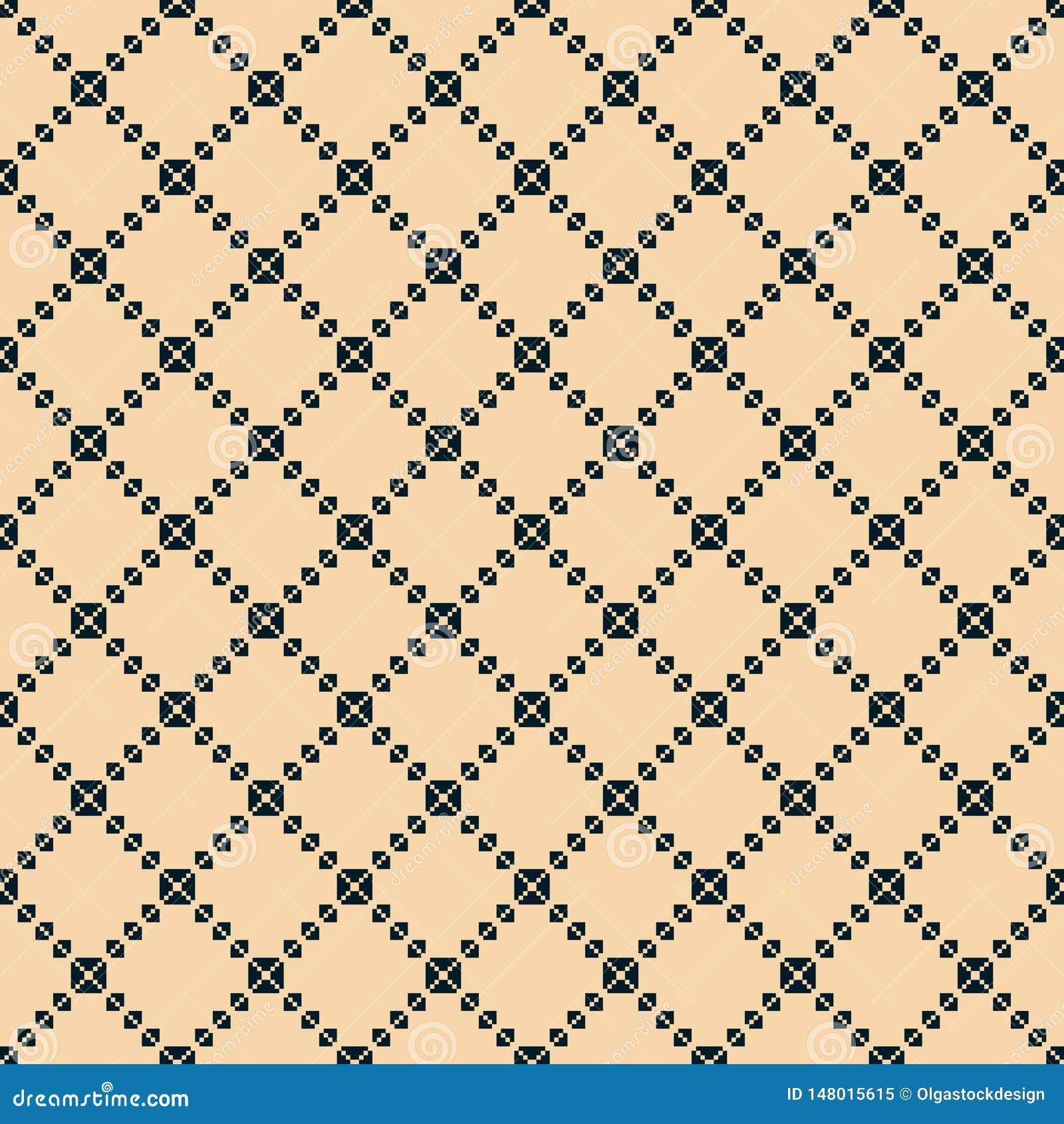 Square Grid Seamless Pattern. Vector Abstract Geometric Black and