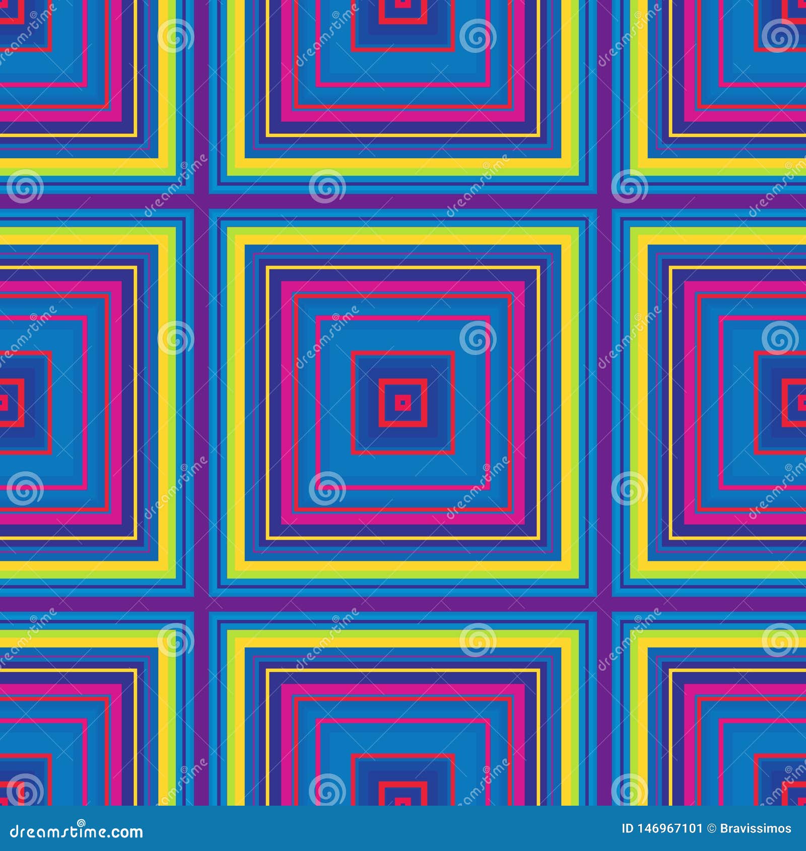 Square Hypnotic Pattern, Illusion Geometric. Abstract Seamless Stock ...