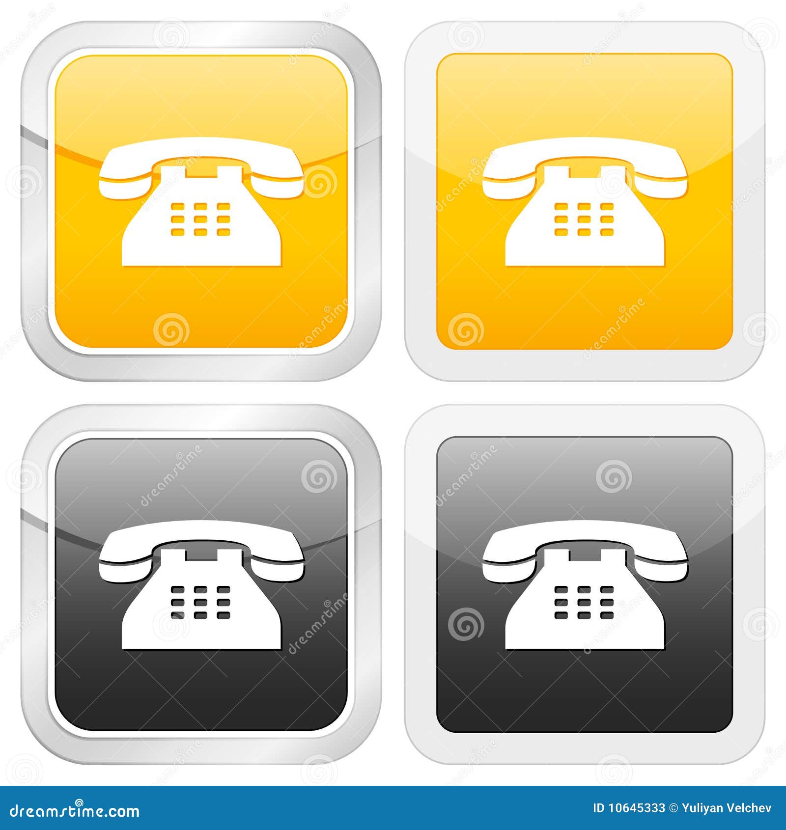 Square icon telephone stock vector. Illustration of reflection - 10645333