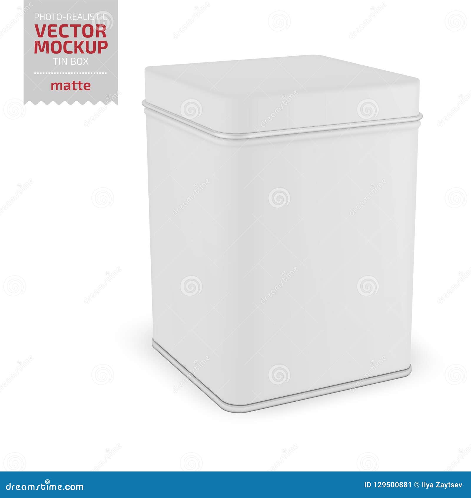 Download Square Matte Tin Can Template Realistic Vector Stock Vector Illustration Of Matte Realistic 129500881