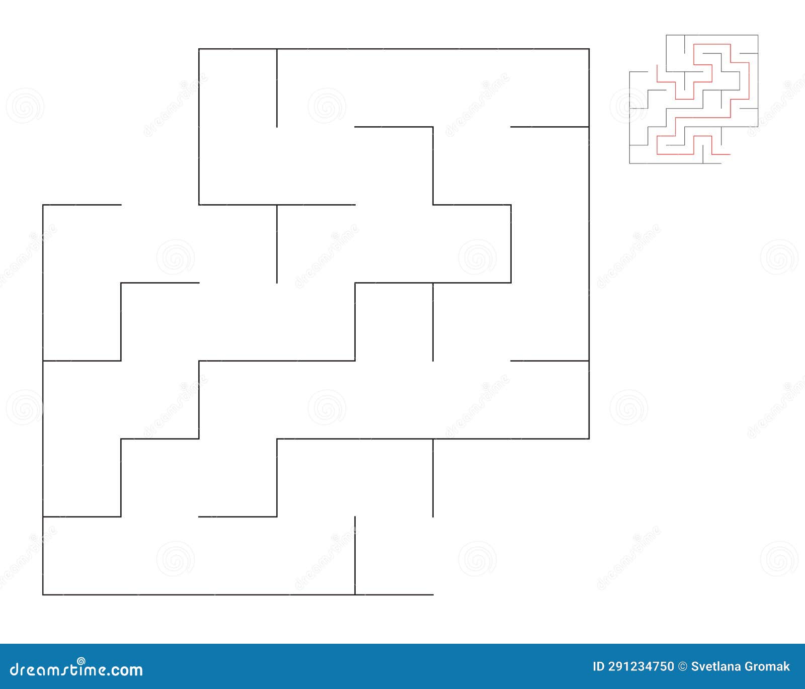 Square Maze, Logic Game with Labyrinths. Maze Game Stock Vector