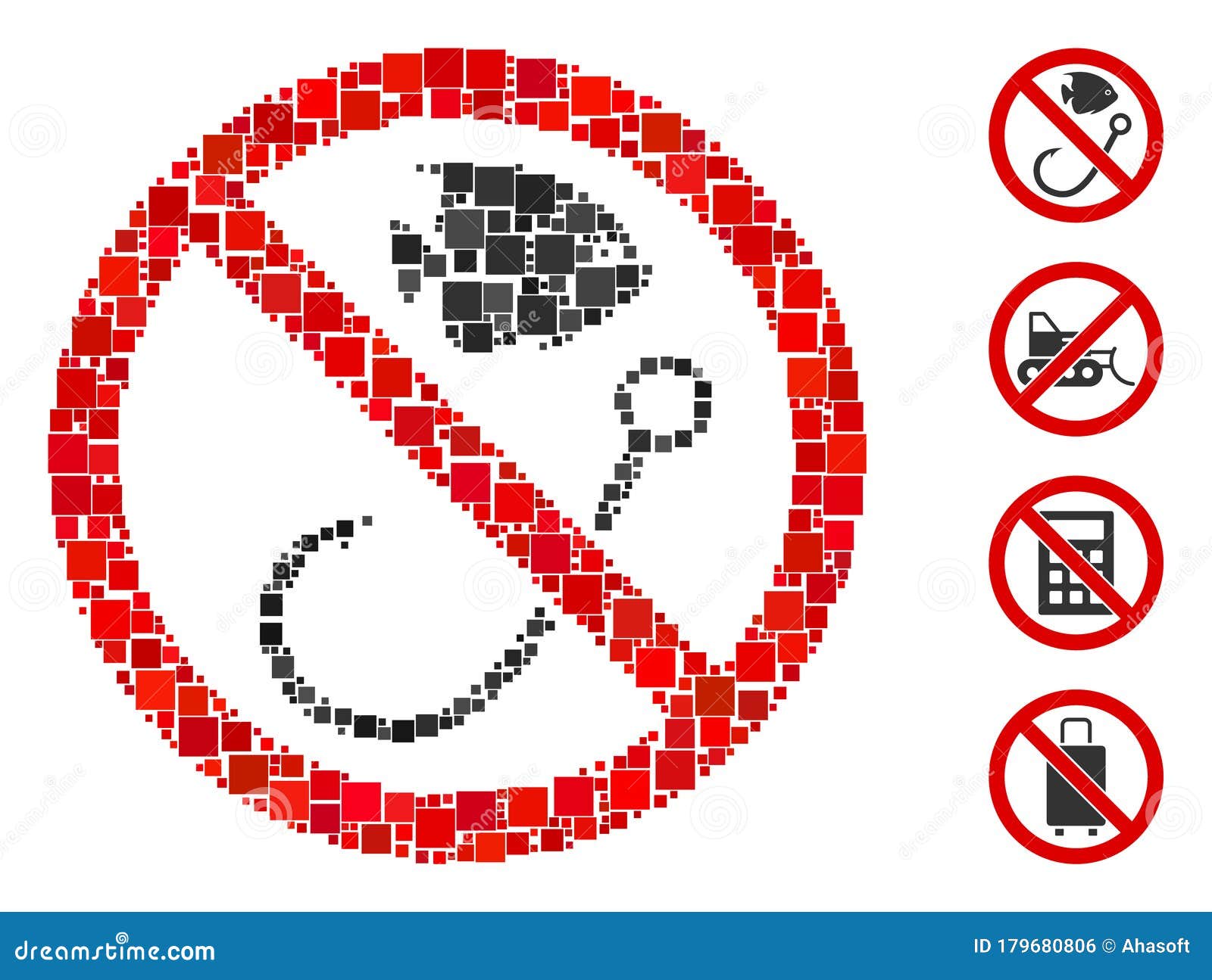 Square No Fishing Icon Vector Mosaic Stock Vector - Illustration of fishing, closed: 179680806