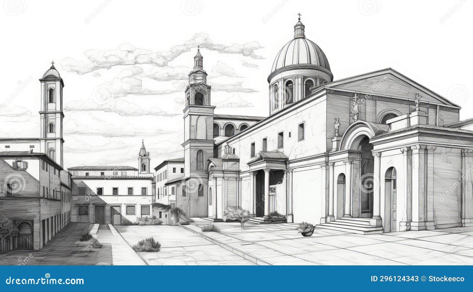 Hand-drawn Sketch of Classic Byzantine Architecture in Wine Country Italy  Stock Illustration - Illustration of arches, af35m: 291674897