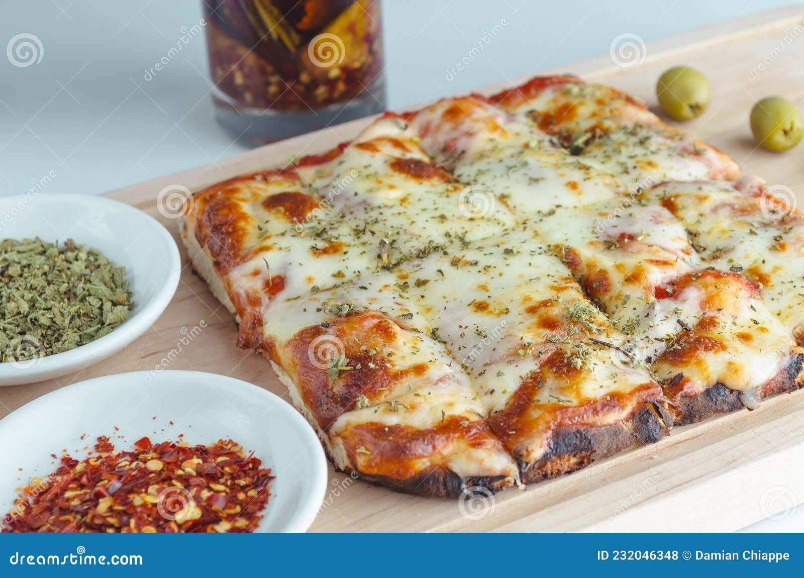Square Pizza of Mozzarella Cheese Stock Photo Image of argentinian