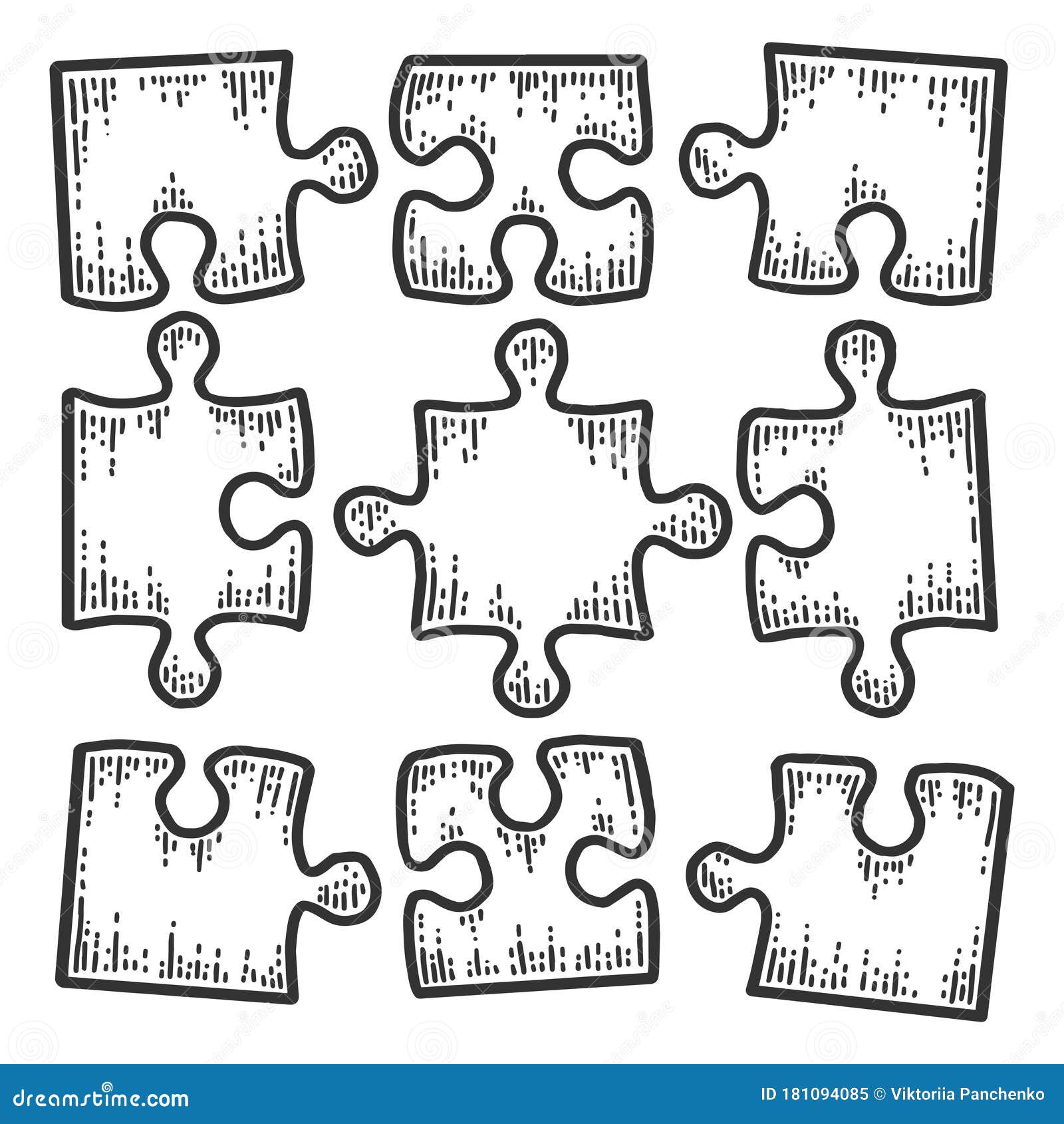 4 White Puzzles Pieces Arranged in a Square. Jigsaw Puzzle Template Ready  for Print. Cutting Guidelines on White Stock Vector - Illustration of four,  shape: 123519689