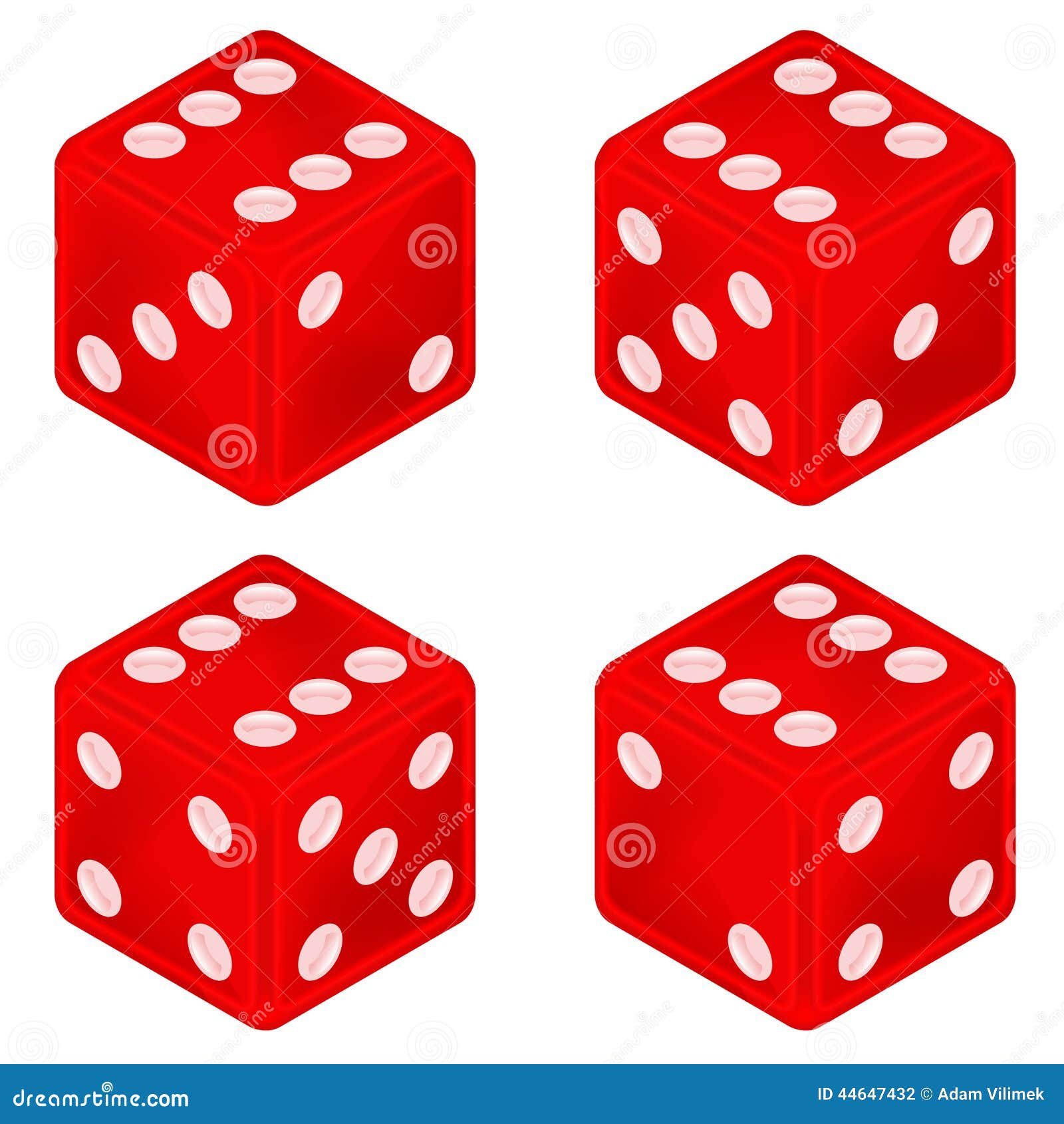 Square Red Dice Object Set Isolated Stock Vector Image 44647432
