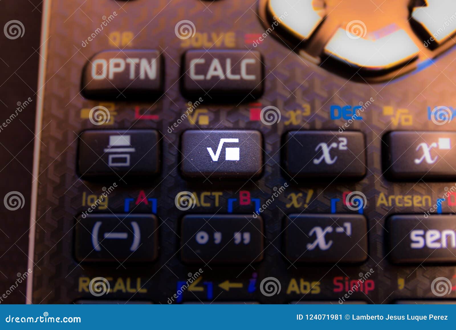 Square Root Key of the Keyboard of a Calculator Stock Image