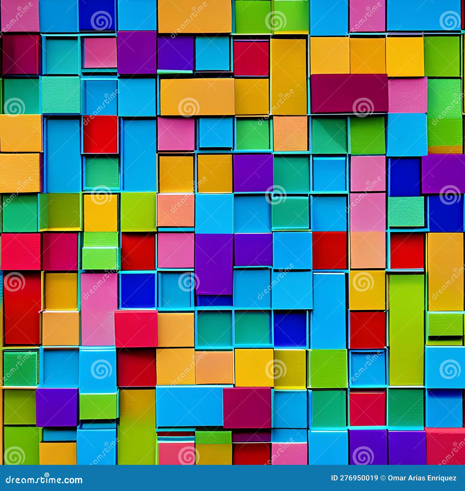 square serenade: an image of a geometric pattern created with squares, in a mix of bold and muted colors4, generative ai