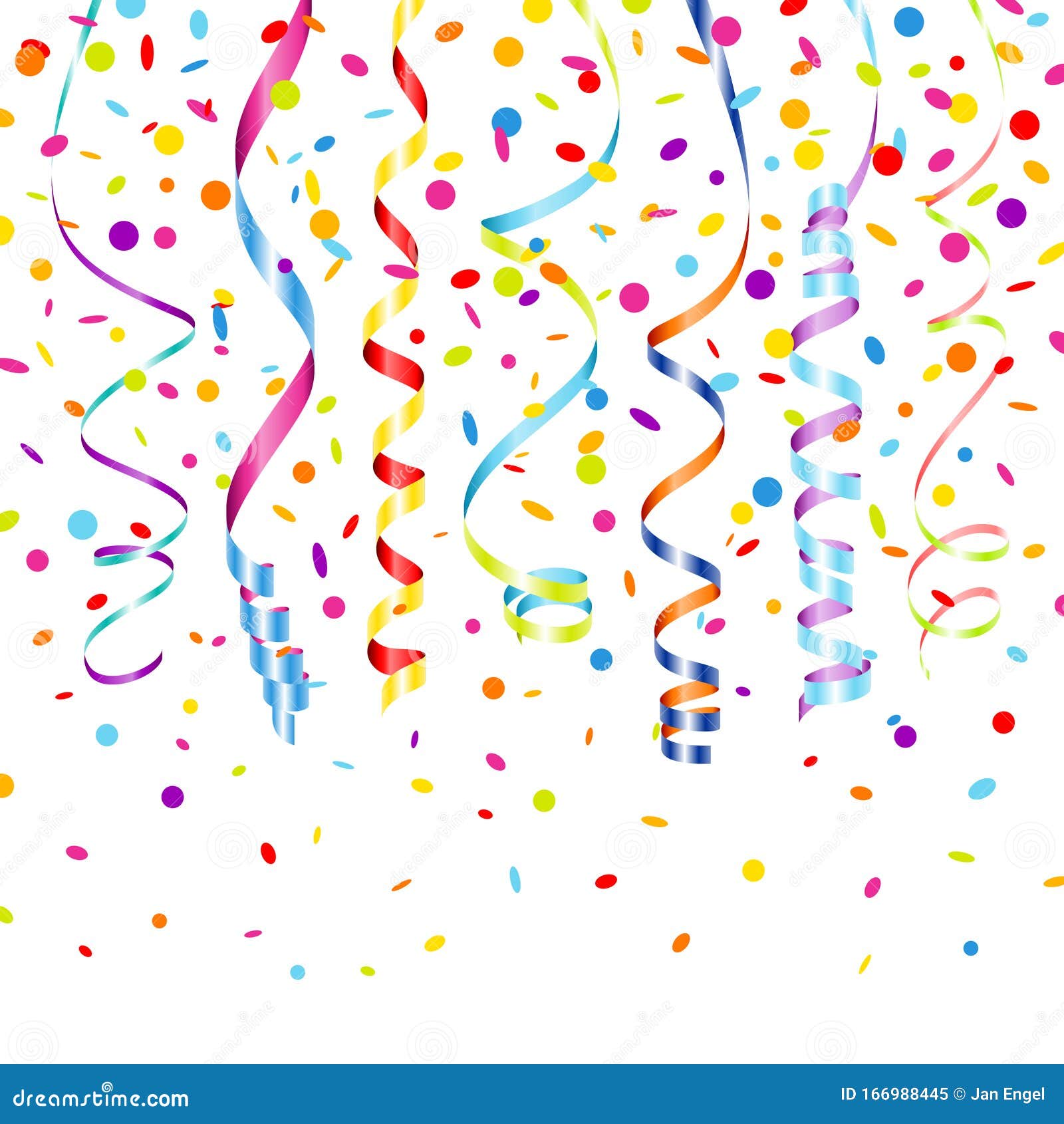 Square Seven Colorful Hanging Streamers and Confetti Stock Vector ...