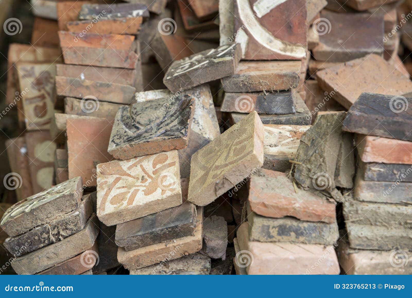 square d brick set, made with earth, straw and lime.