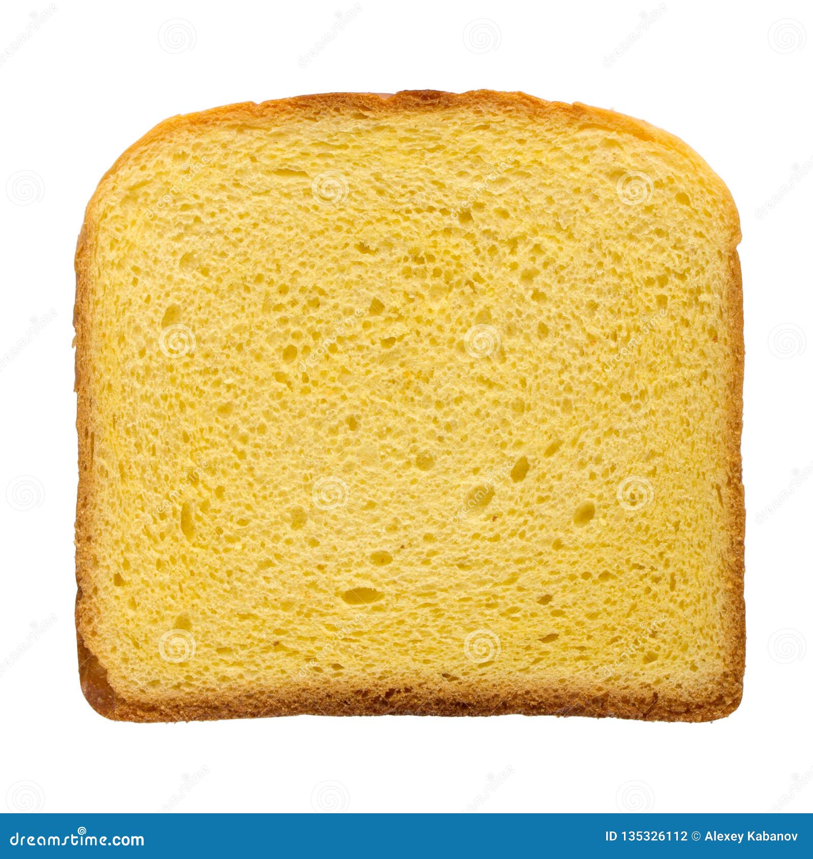 Square Slice of the Yellow Toast Bread Isolated Over the White