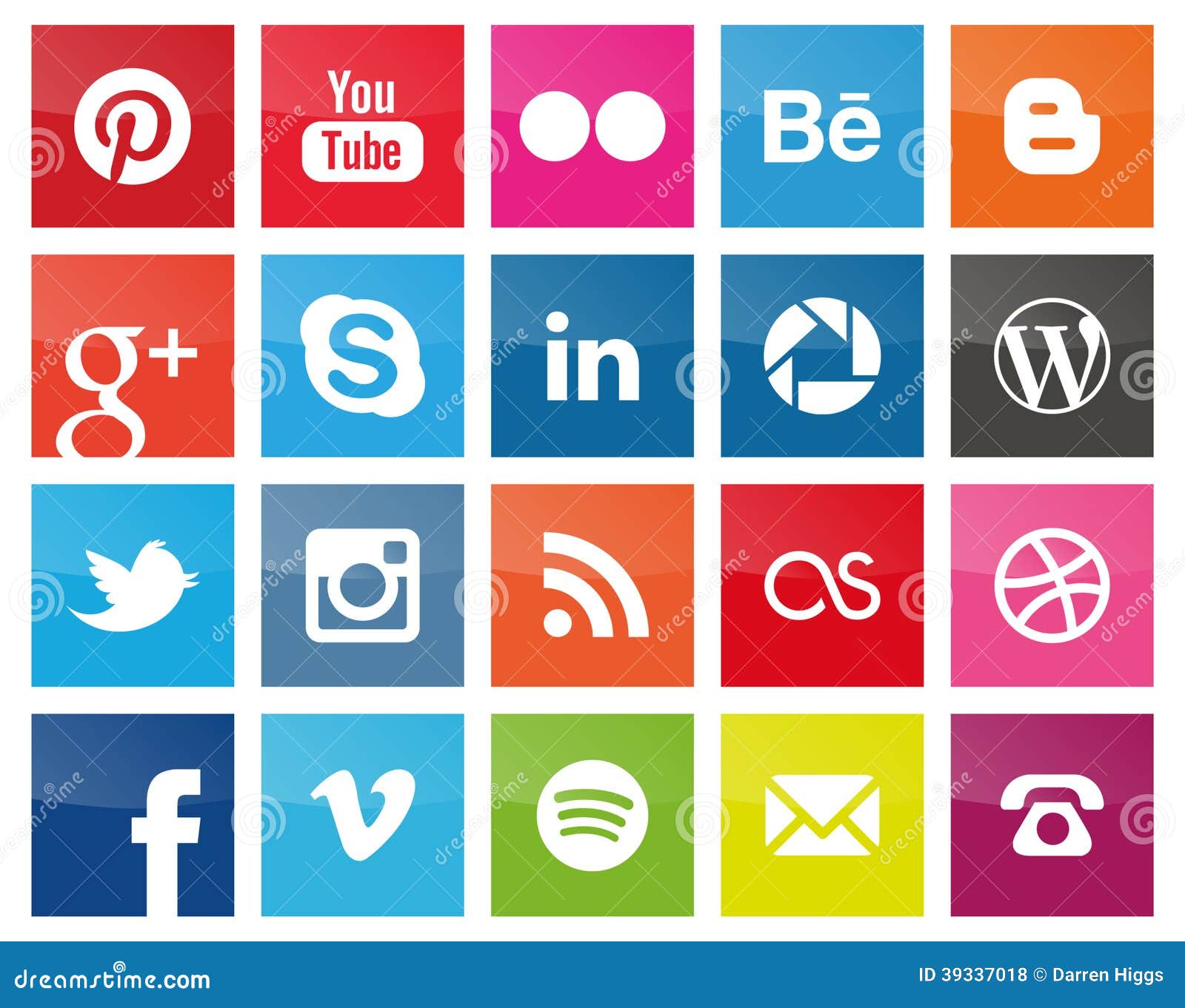 Square Social Media Icons Editorial Stock Photo - Image: 39337018