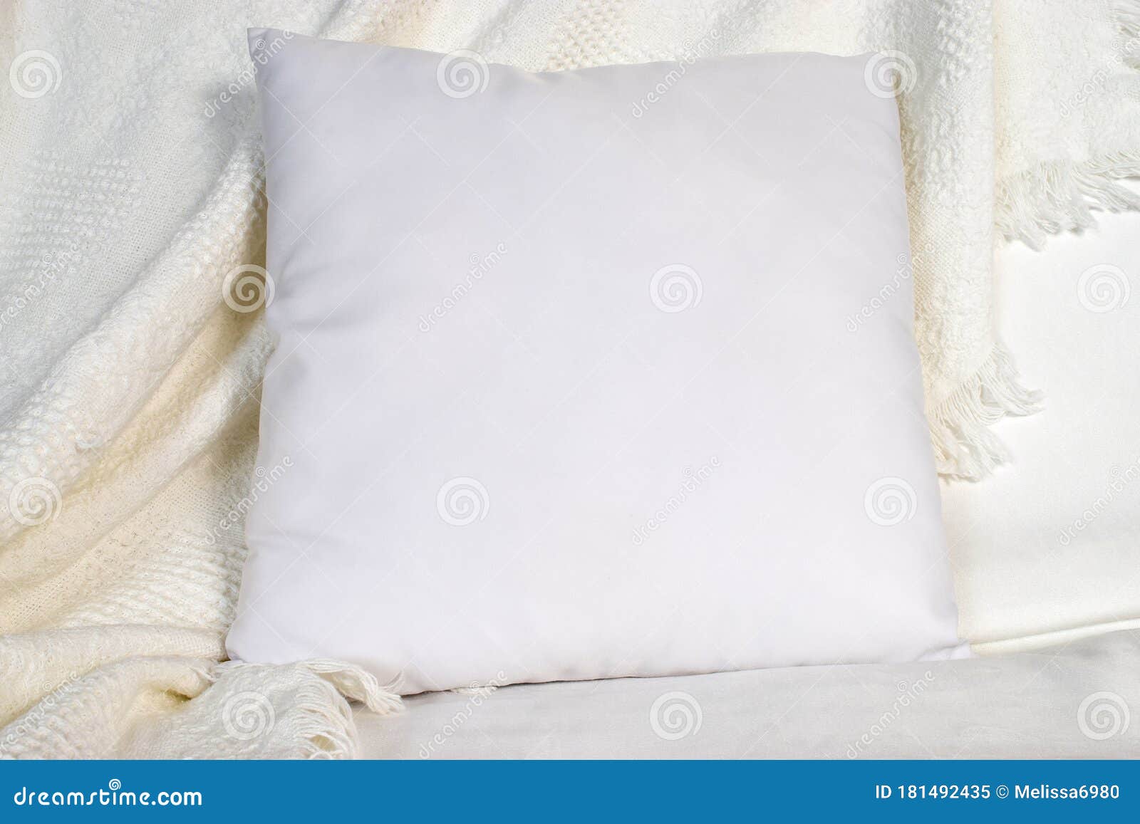 Download Square Throw Pillow Mockup With Draped Blanket Stock Image Image Of Living Glamorous 181492435