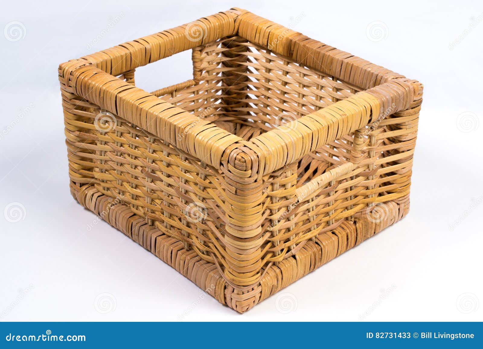 Rectangular Wicker Basket On White Background Stock Photo