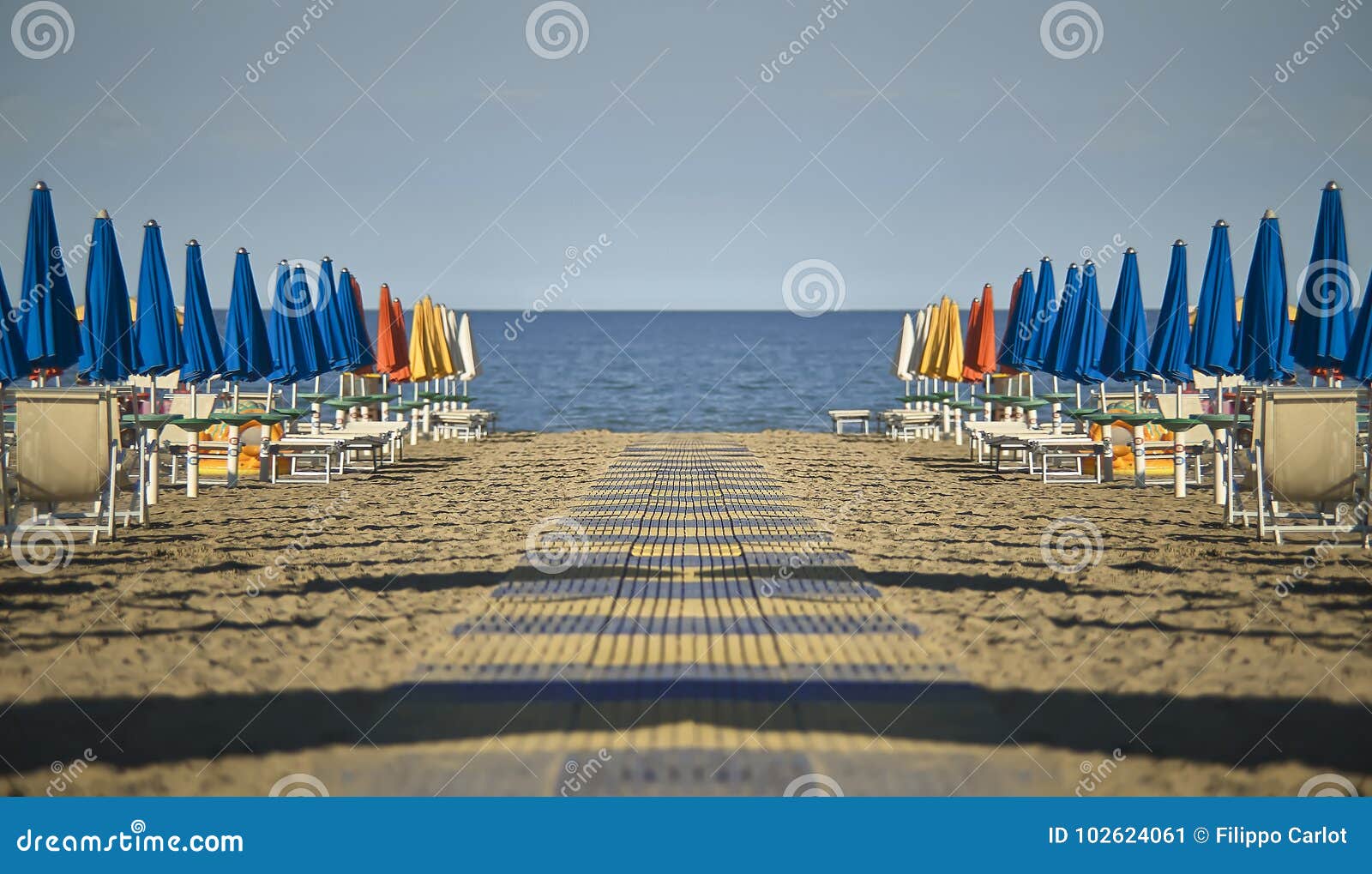the squares and the beach of lignano sabbia d`oro.