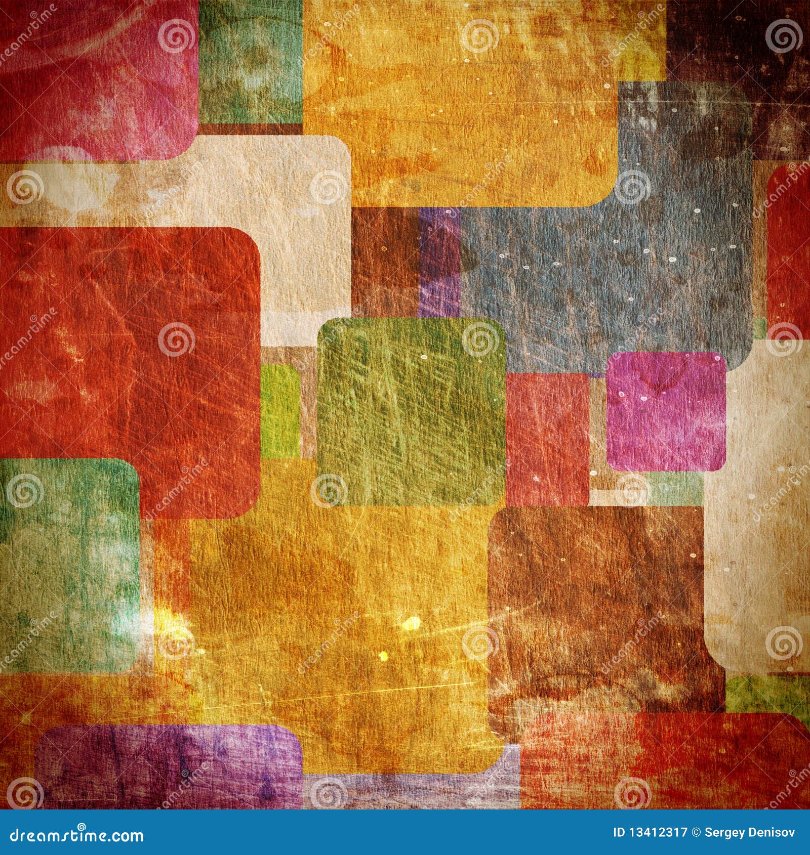 Squares on the grunge wall stock illustration. Illustration of cubes ...