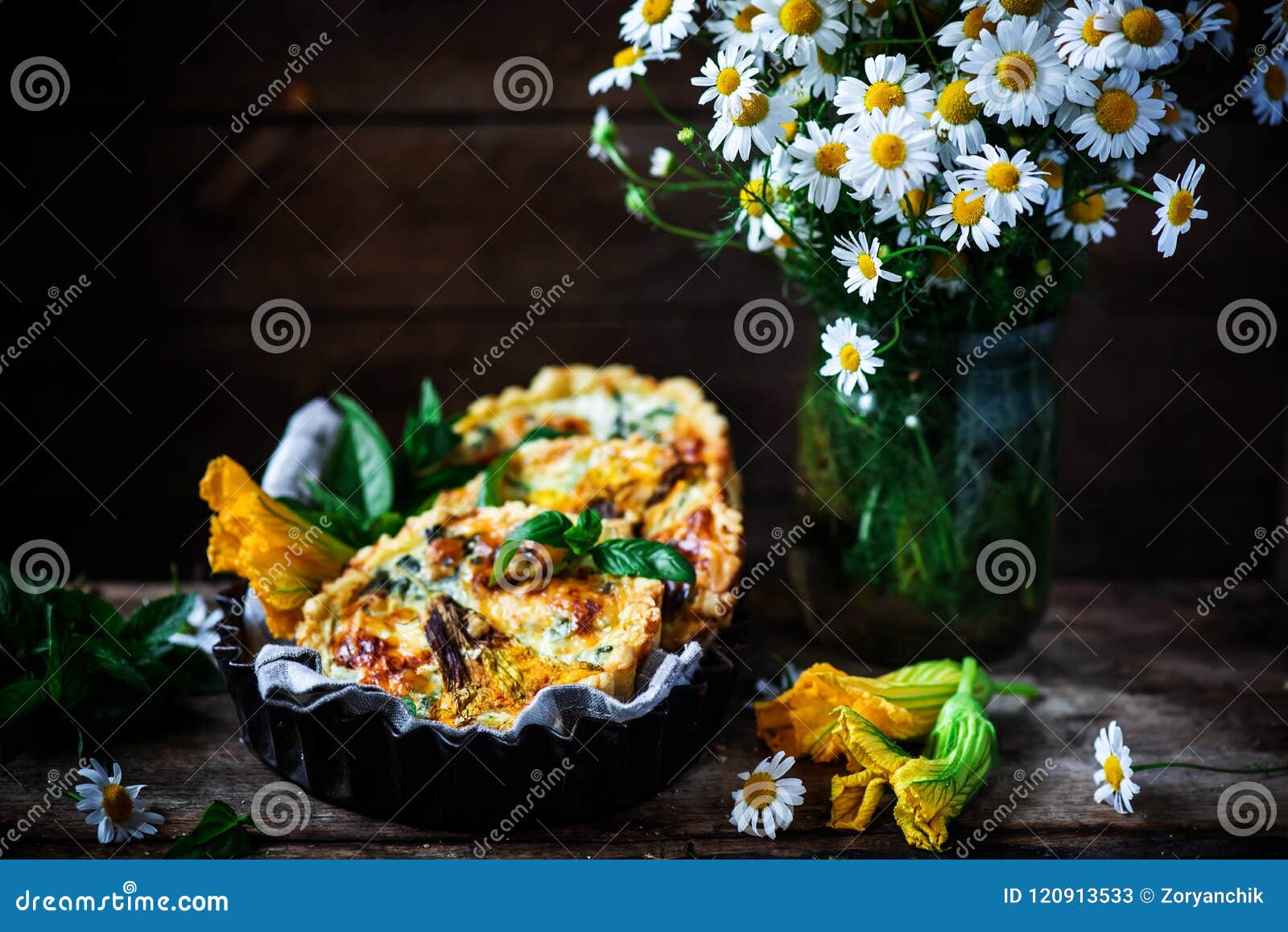SQUASH BLOSSOM TART.style Rustic Stock Image Image of delicious