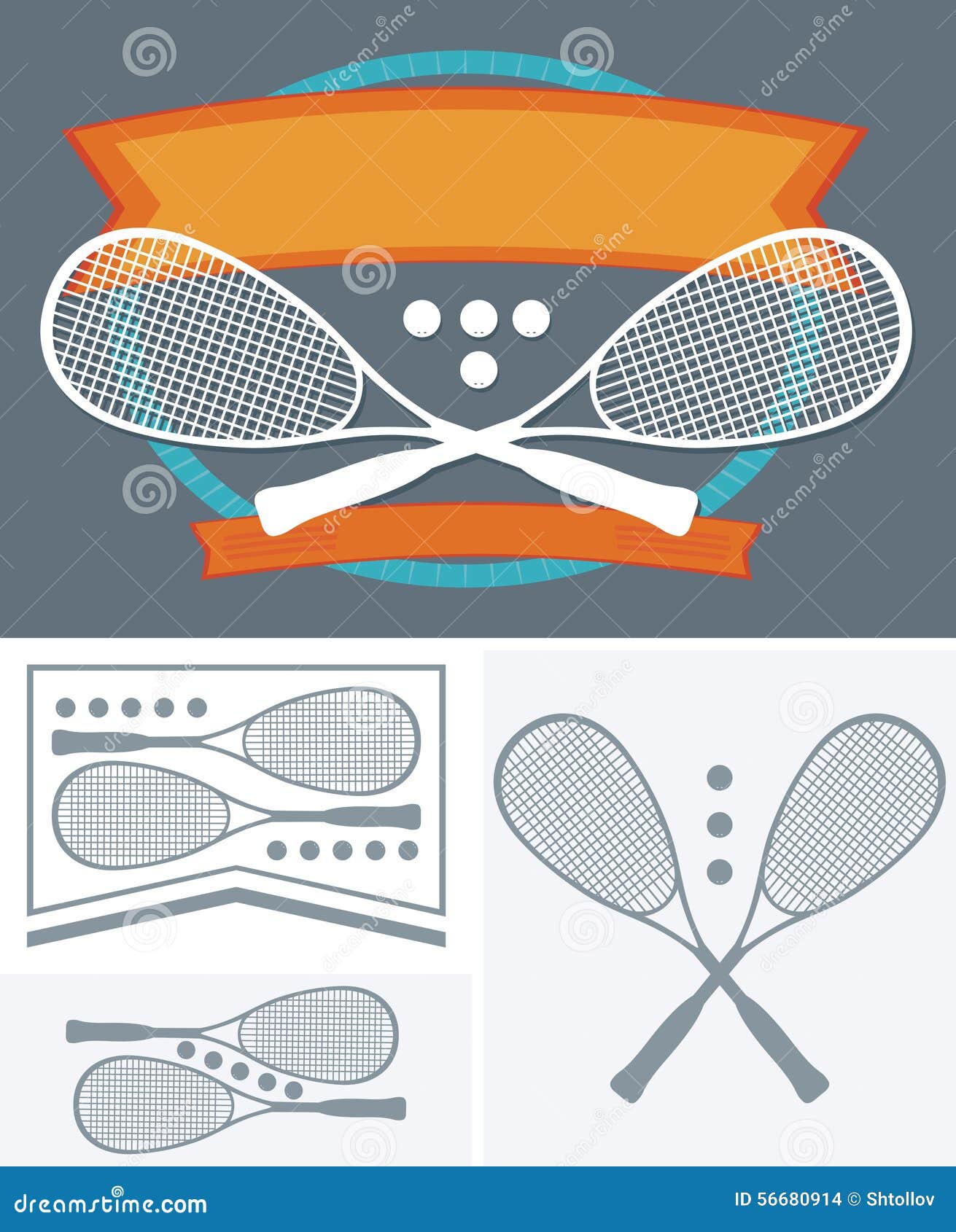 Squash Game Ball and Racket Stock Vector Illustration of designs, active 56680914
