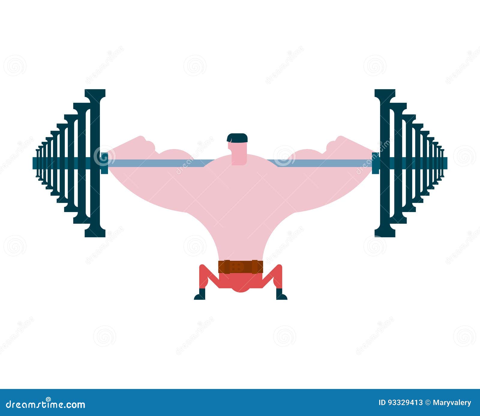 Squat on Barbell Exercise. Athlete and Barbell Stock Vector