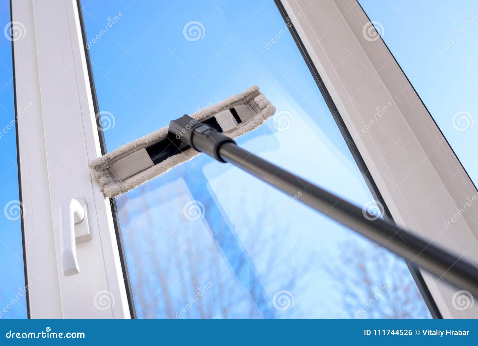 Squeegee Cleaning Plastic Vinyl Window Stock Photo Image of freshness