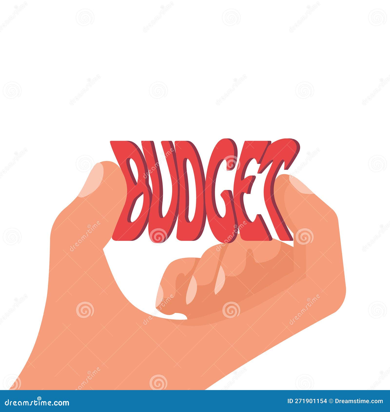 Squeeze the Budget. Hand Squeezing the Word Budget with Fingers Stock