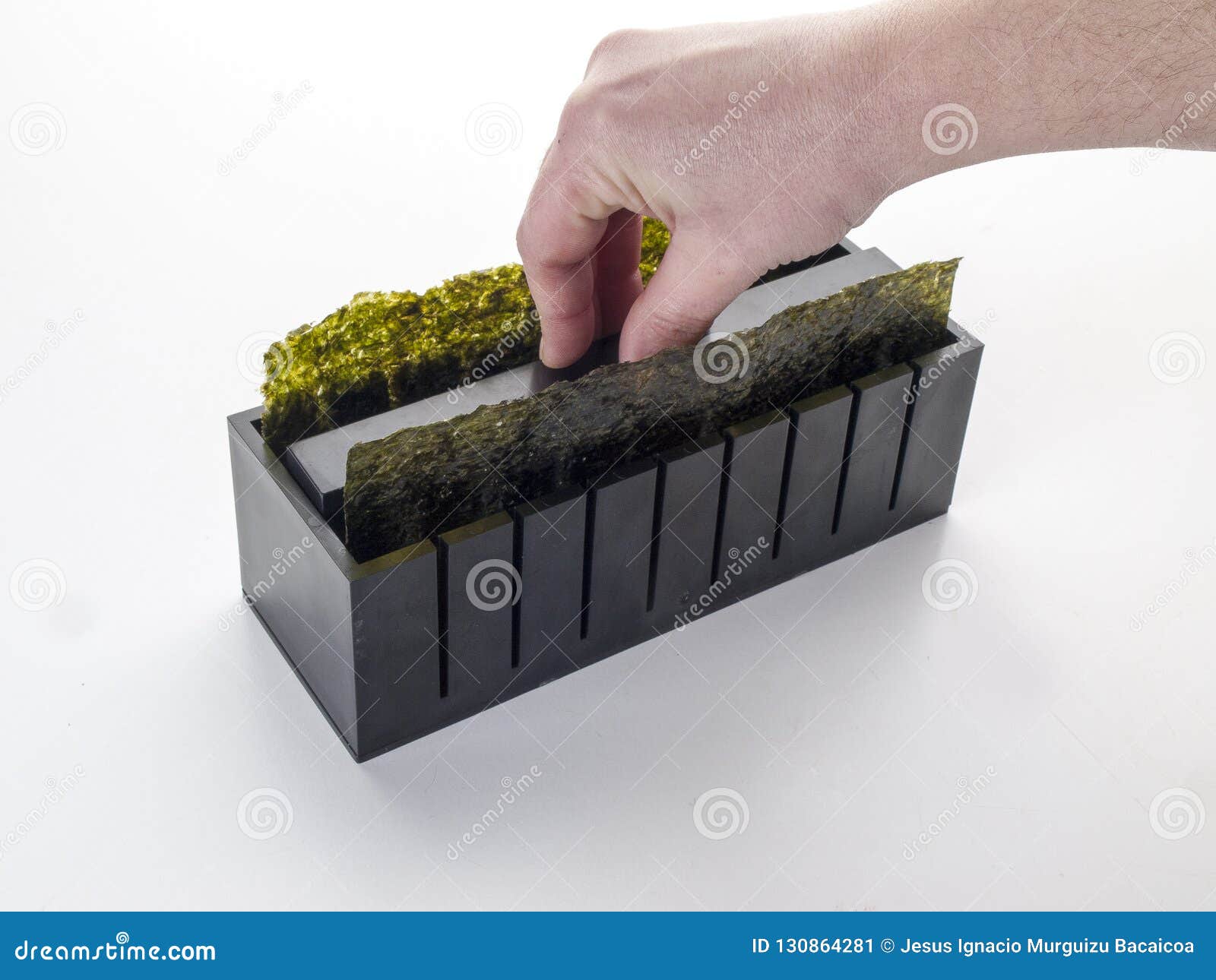 Squeezing the Sushi Rice Inside a Cutting Mold Stock Image - Image of maki,  algas: 130864281