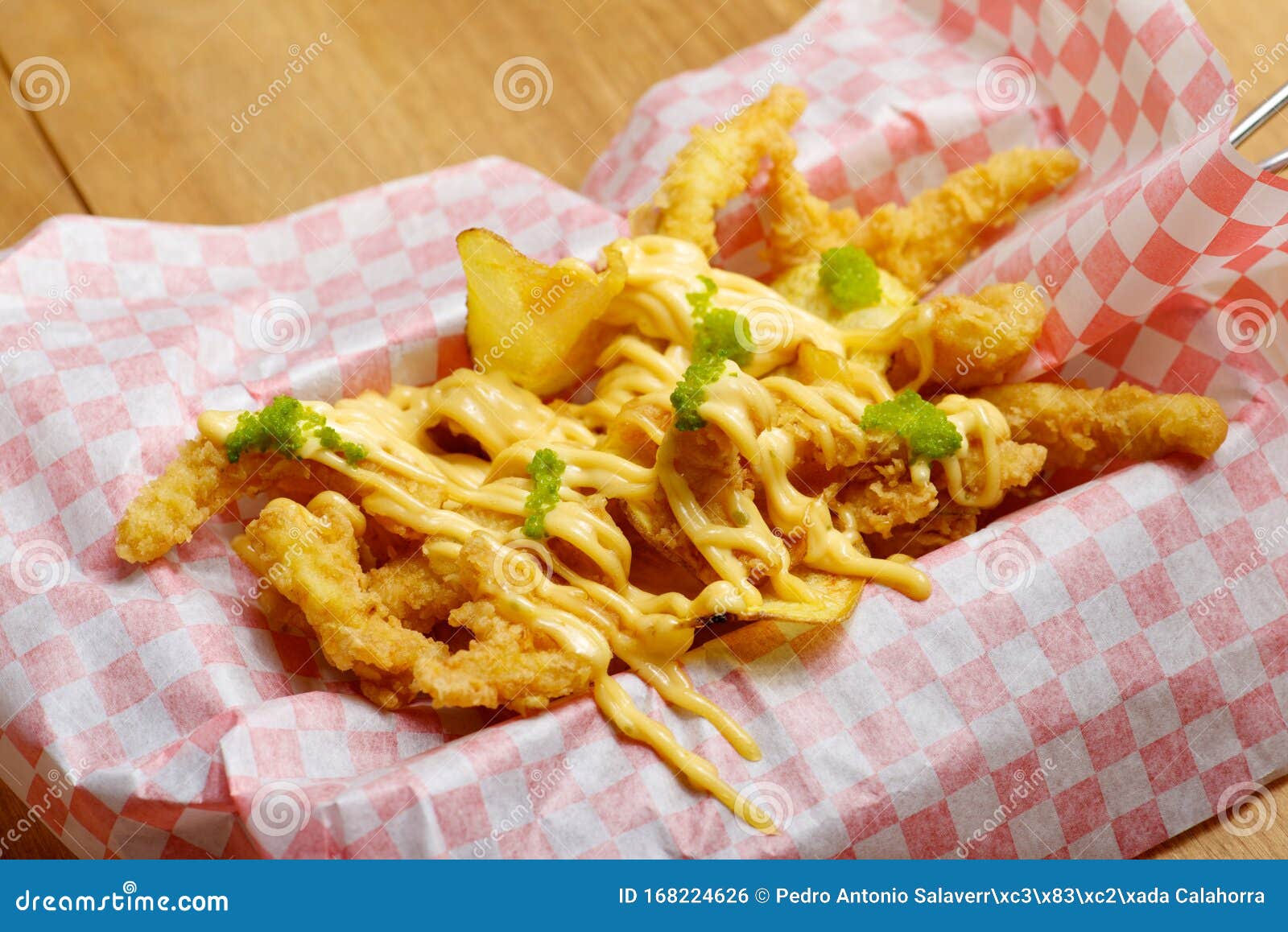 Squid and chips stock photo. Image of junk, potatoes 168224626