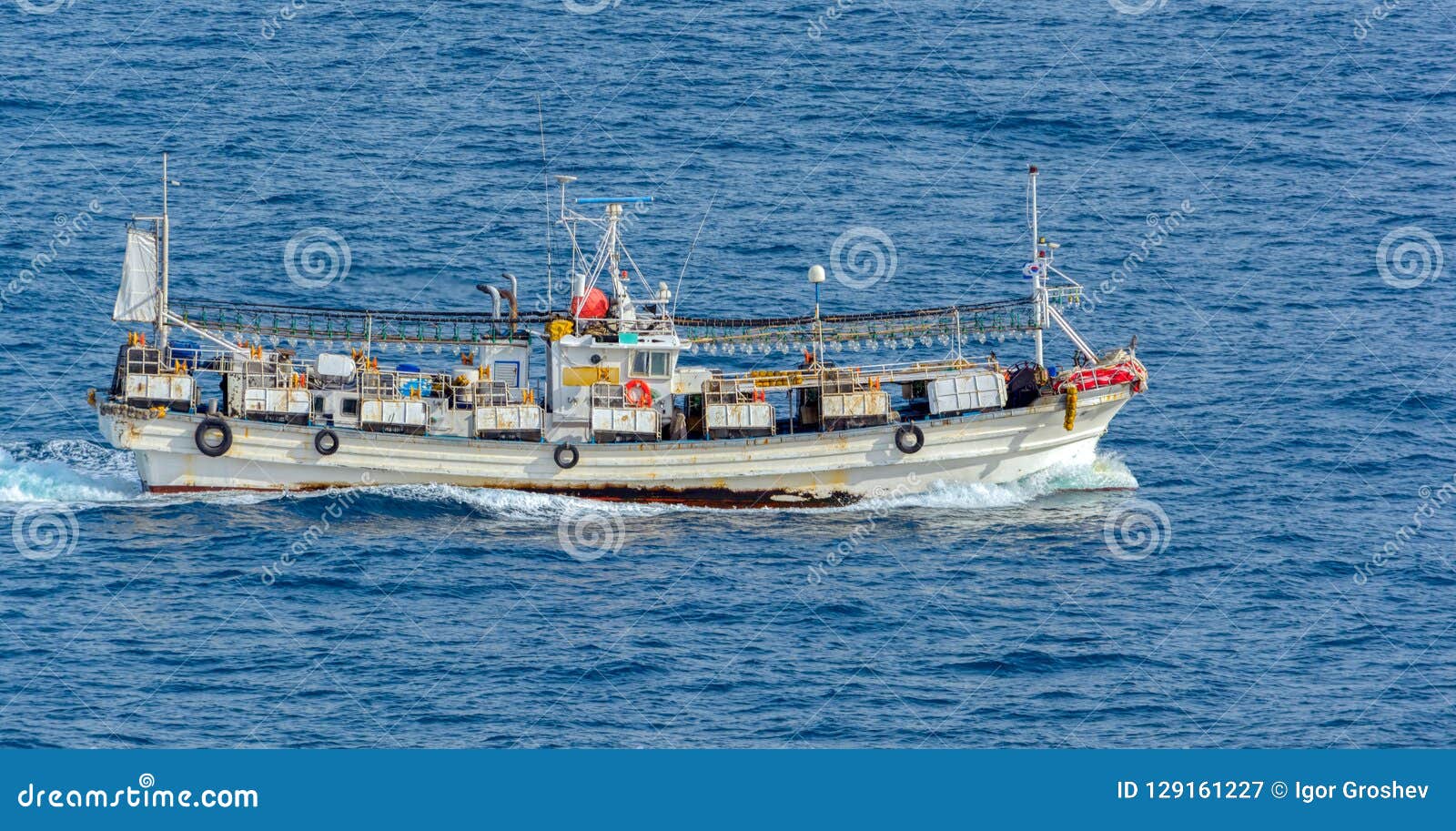 Squid fishing light boat stock image. Image of harbour - 129161227