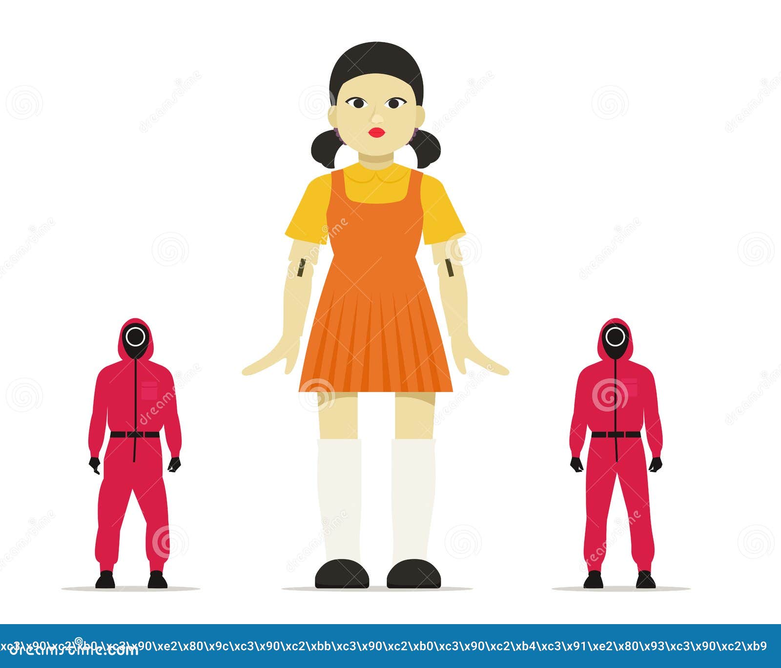 Squid Game Character. Creepy Girl Doll. Flat Vector Illustration Editorial Stock Image - Illustration of design, doll: 232618349 Squid Game Character. Creepy Girl Doll. Flat Vector Illustration Editorial Stock Image - Illustration of design, doll: 232618349