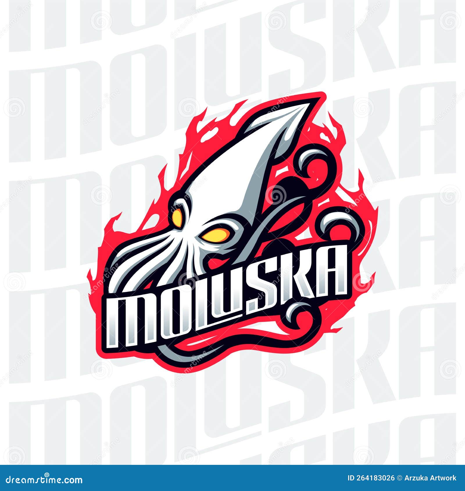 squid oceanic creature mascot logo