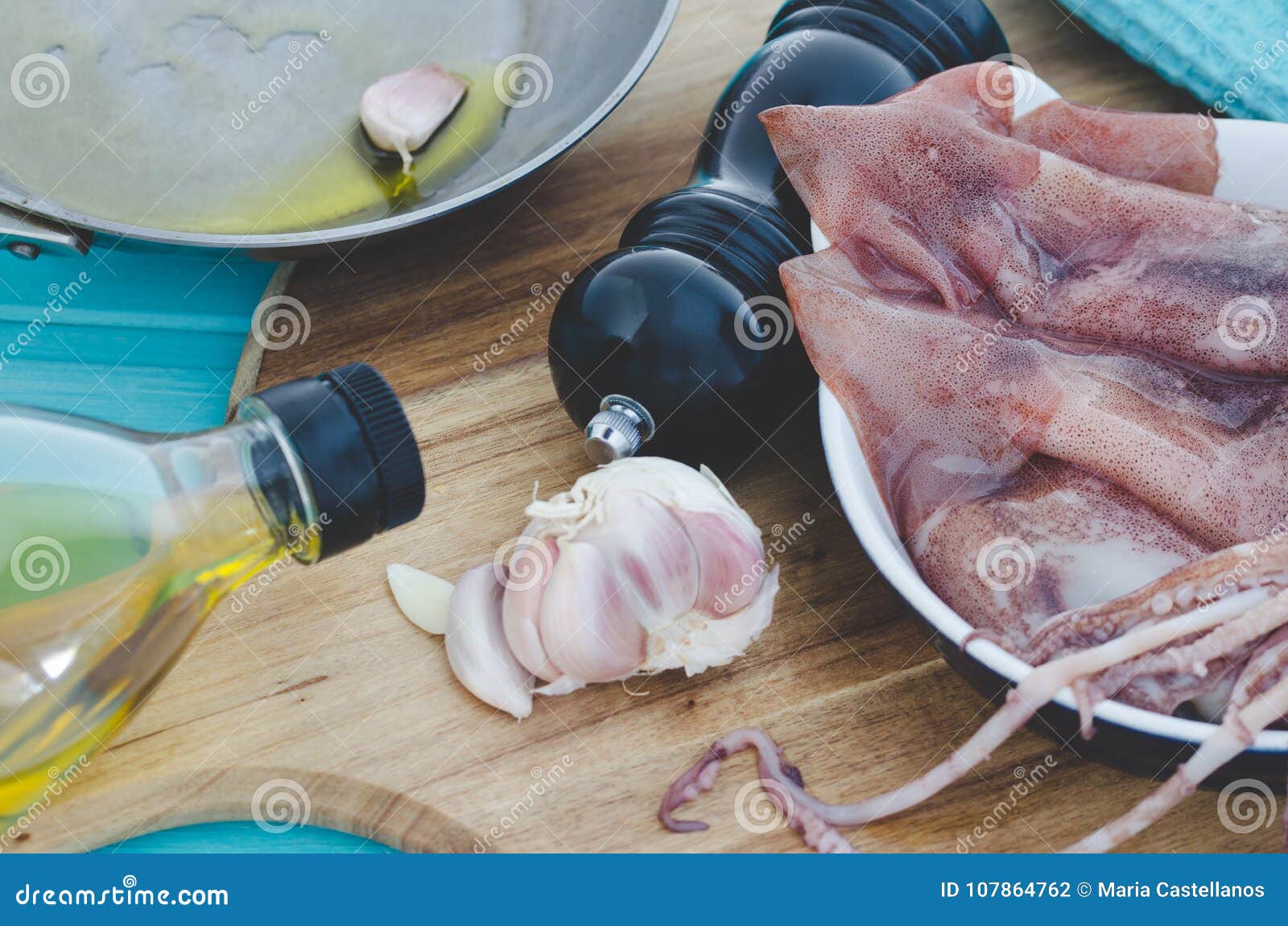 Squid and Other Ready-to-cook Ingredients. Stock Photo - Image of