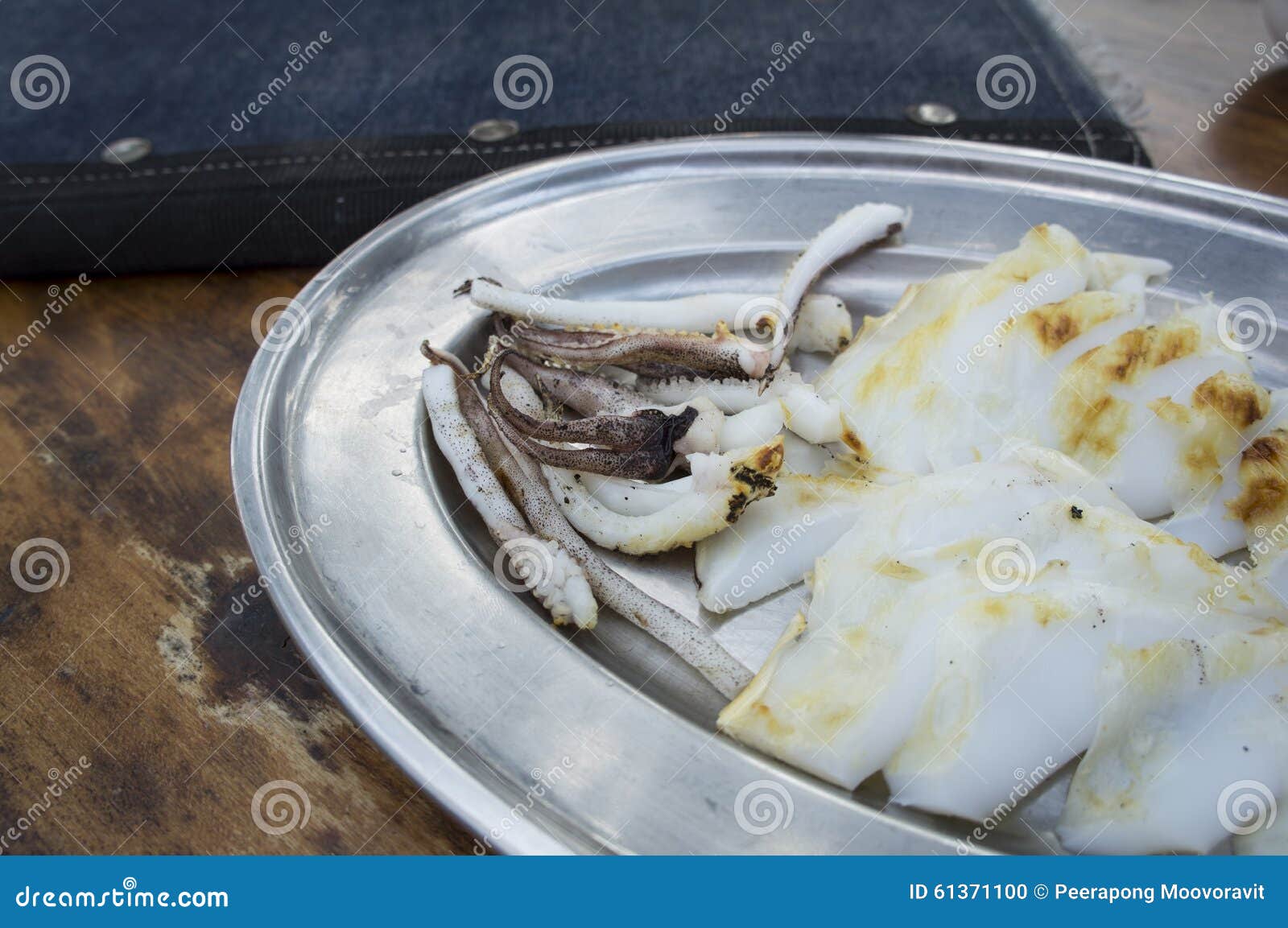Squid Seafood Grill Meal Cholesterol Bbq Herb Concept Stock Photo