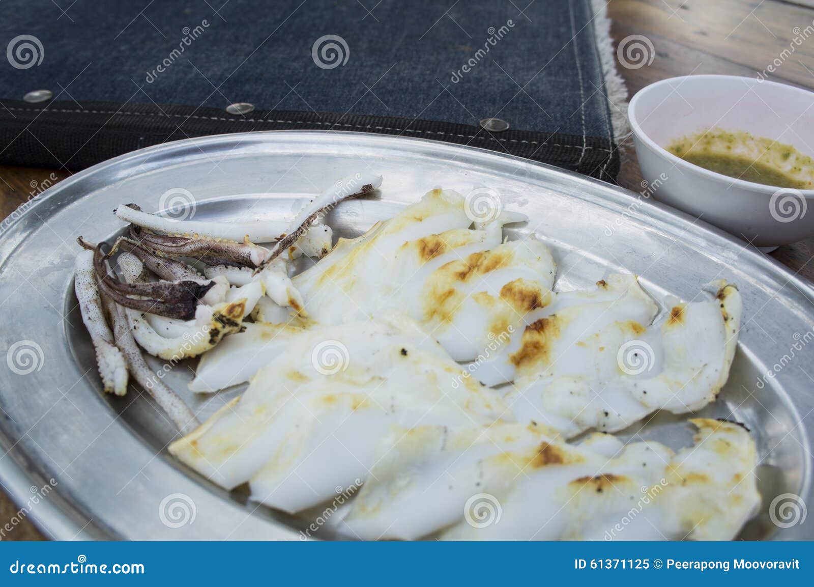 Squid Seafood Grill Meal Cholesterol Bbq Herb Concept Stock Image